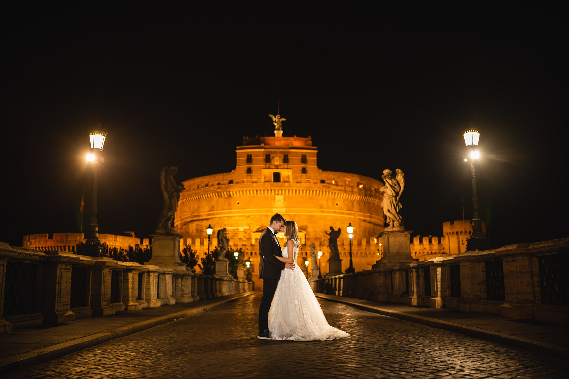 Servizio Fotografico Post Matrimoniale Notturno Roma - Castel Sant'Angelo