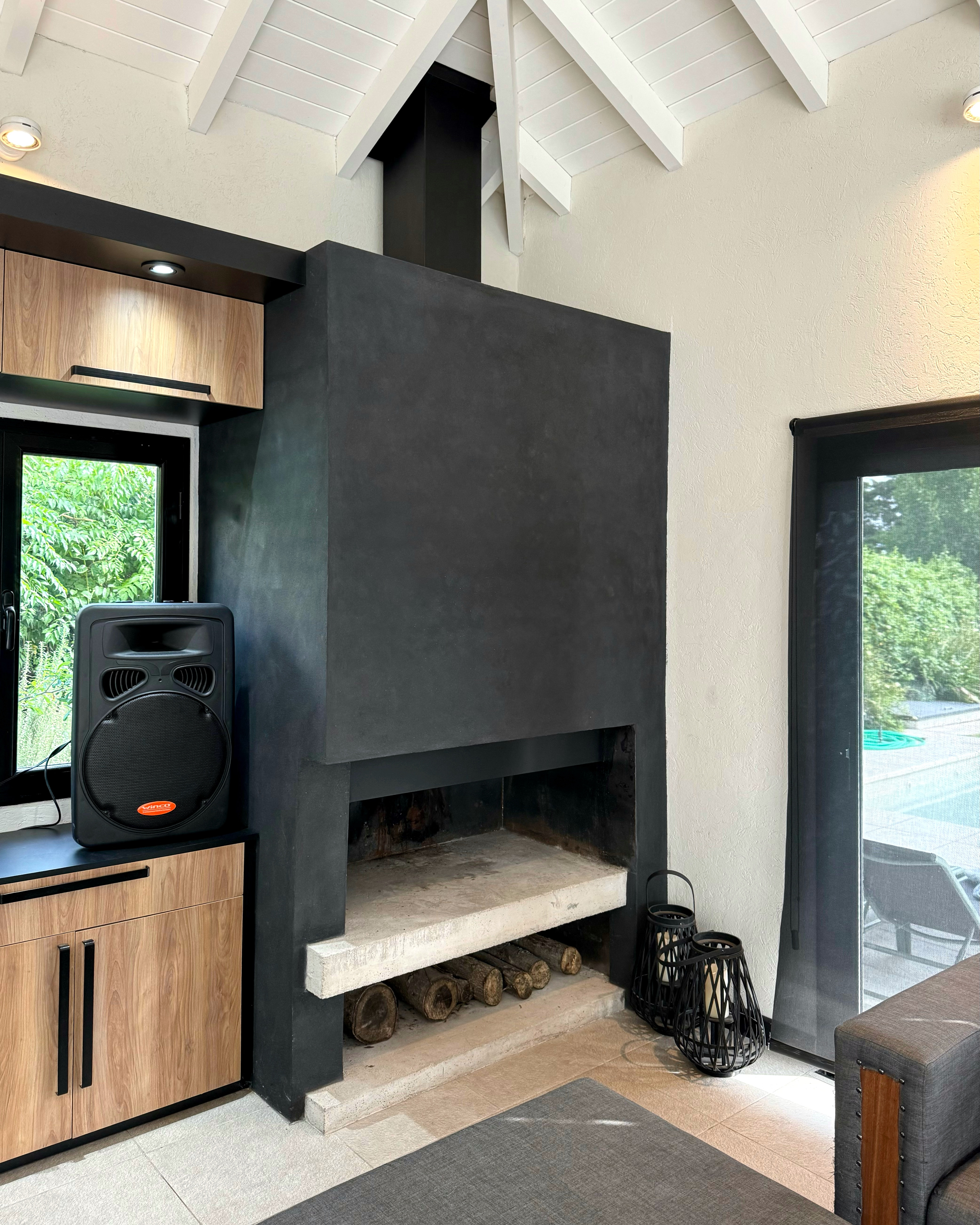 Estufa hogar baja - Diseño de mobiliario a medida - Reforma Quincho /A + B/