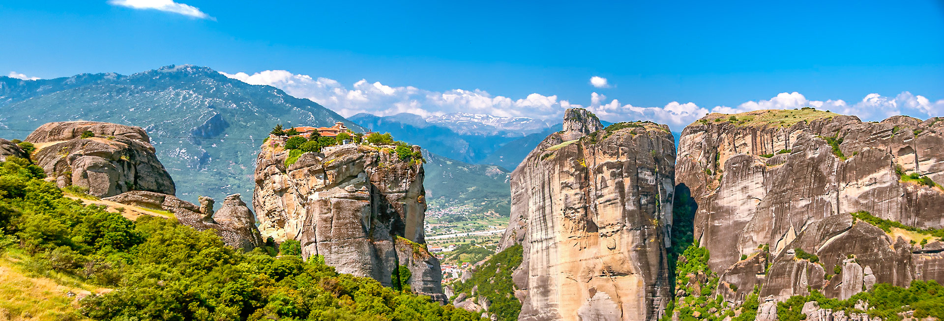 Panorama of the Meteora valley, Greece