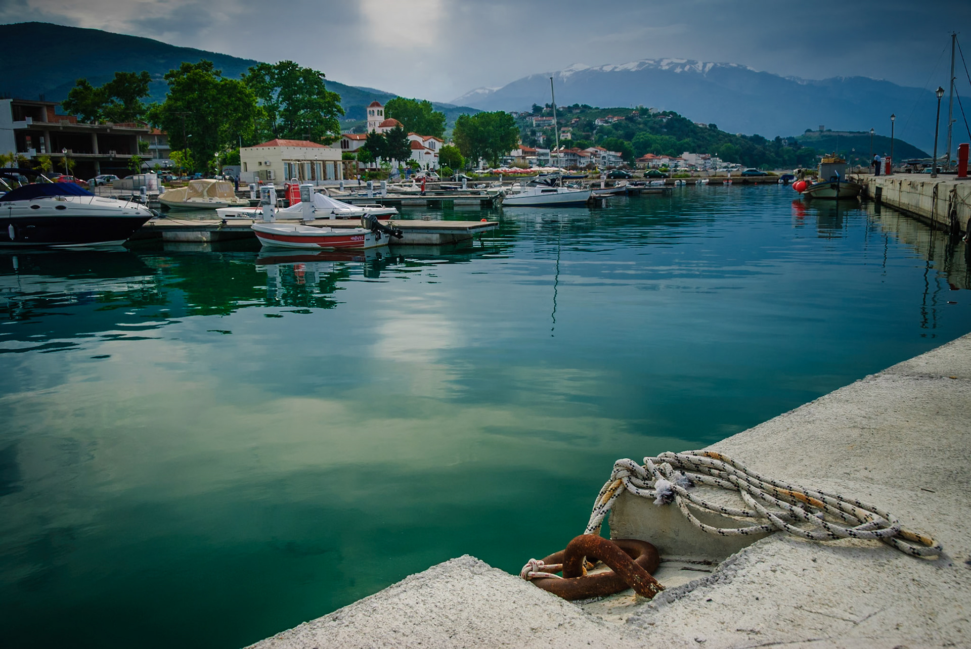 Boats in the harbour at Larisas