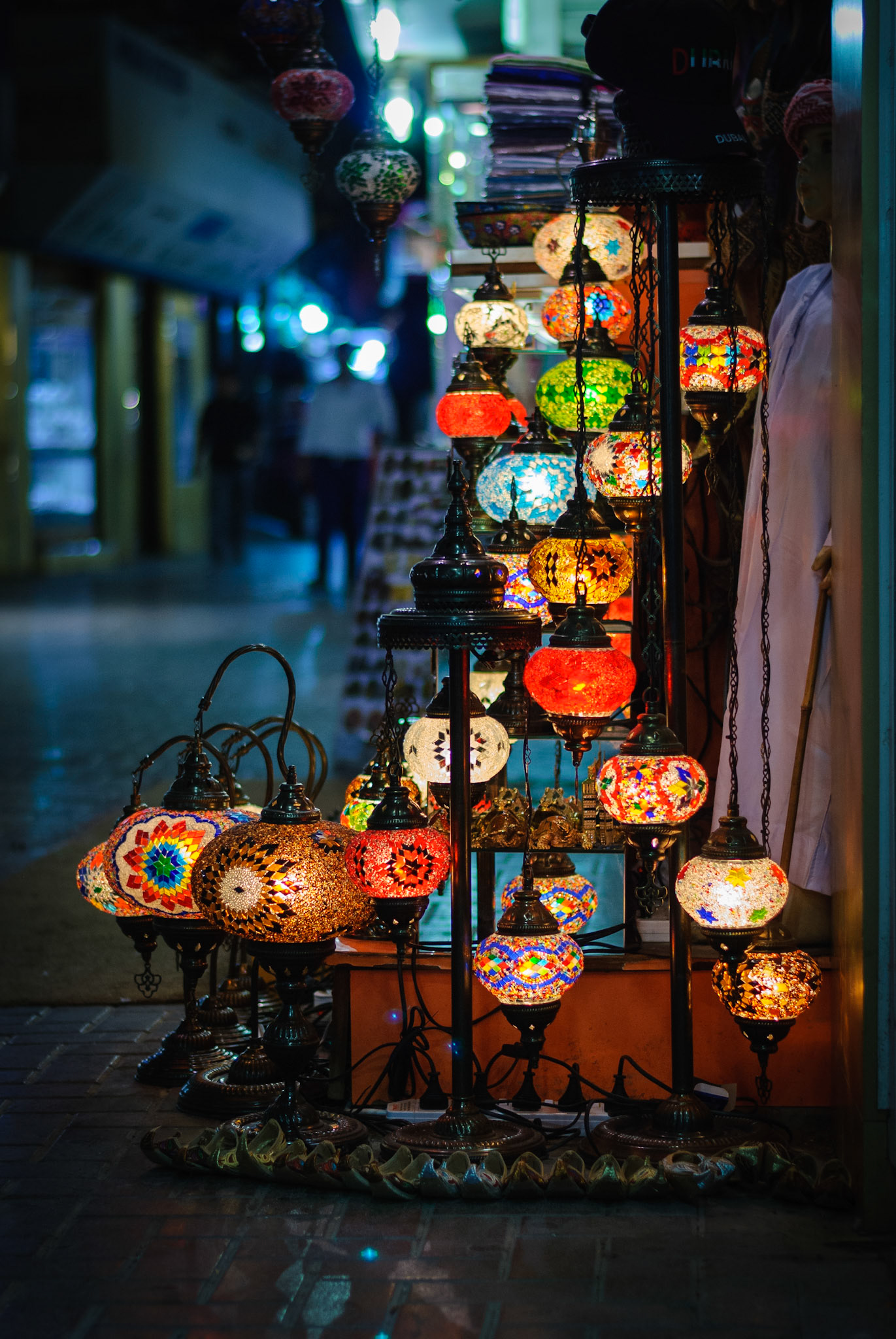 Coloured lights in the Dubai Souk