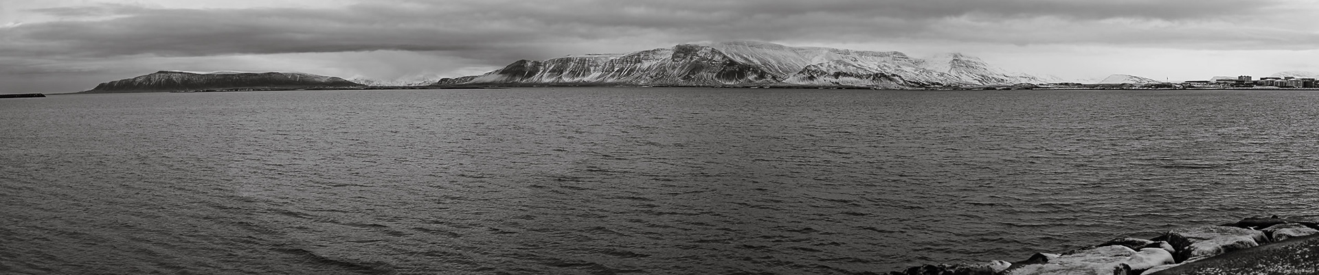Looking north across Faxaflói Bay, Reykjavik.