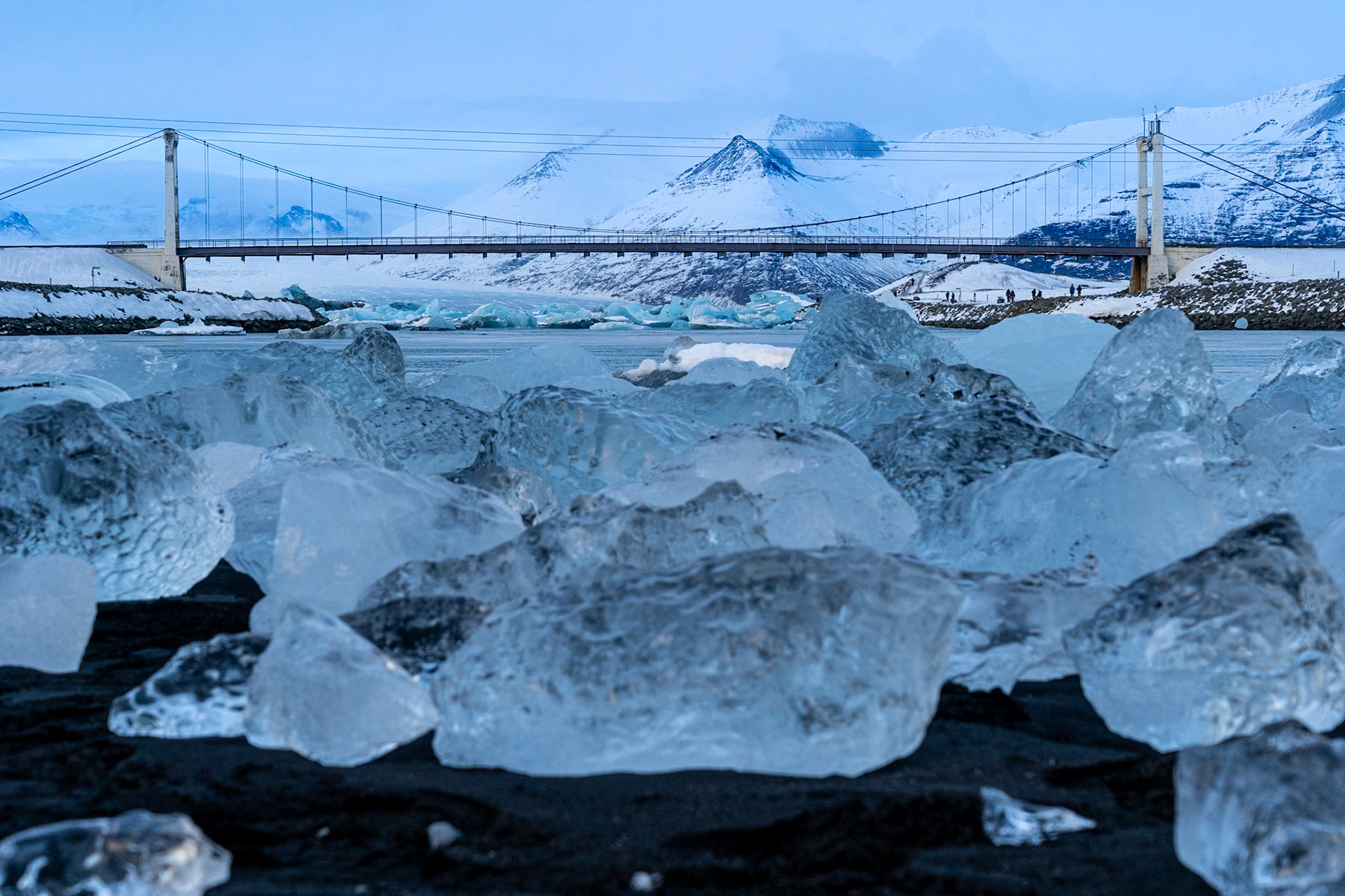 Look toward Jökulsárlón Glacier from Diamond Beach II