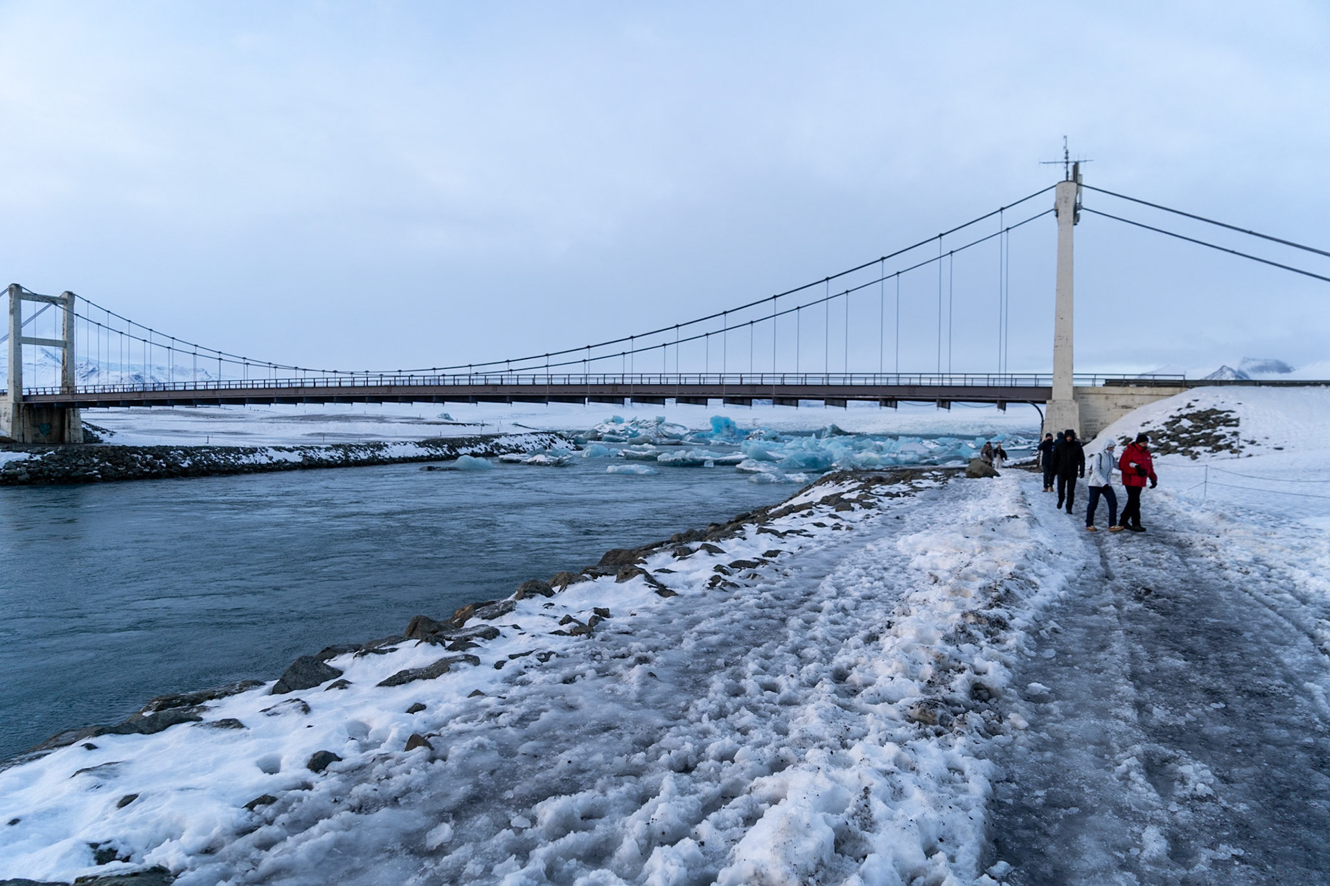 Look toward Jökulsárlón Glacier from Diamond Beach