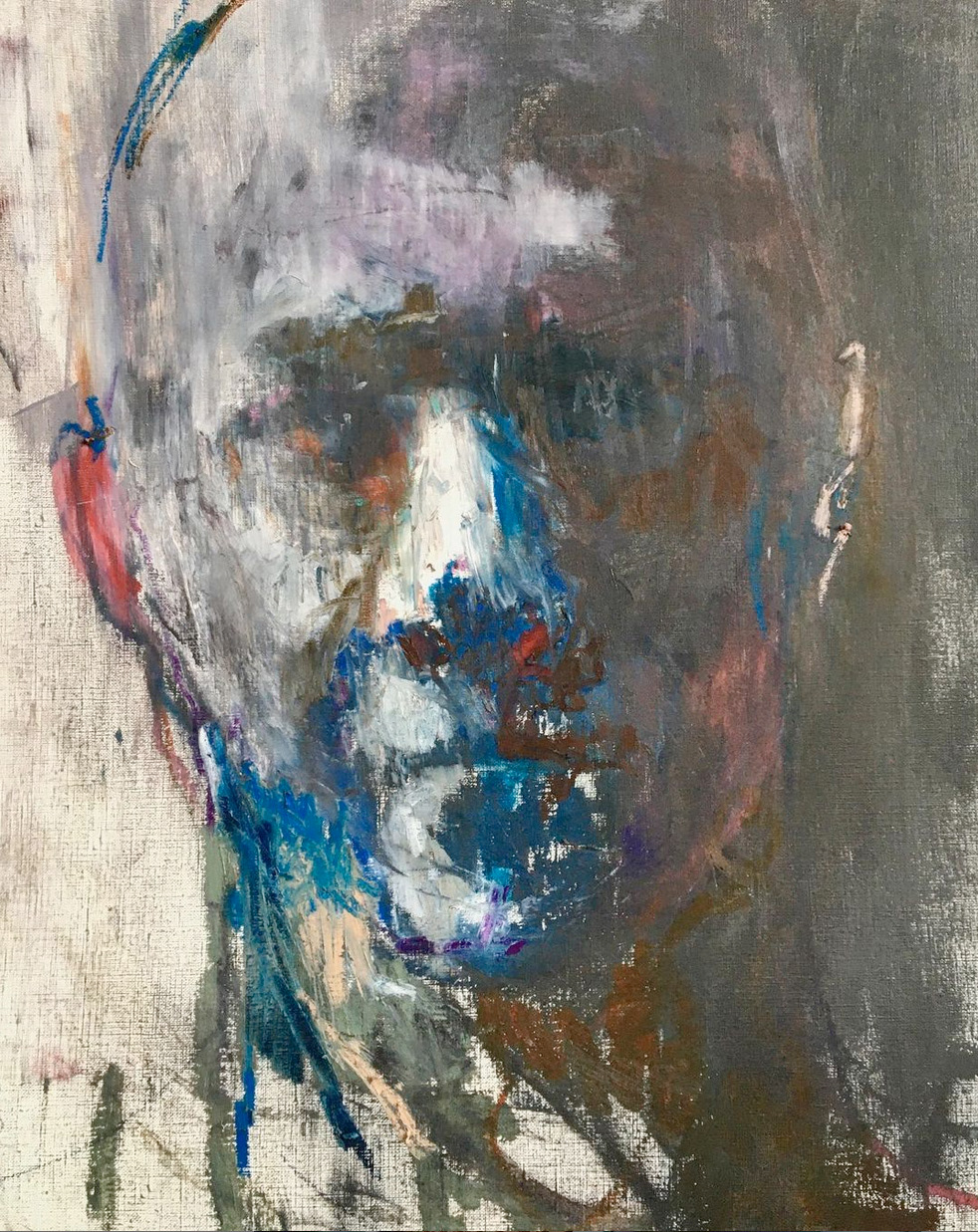 "Tête " 100x70 , oil pastels on paper