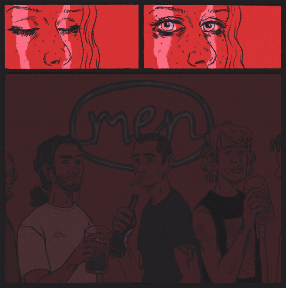 An animated frame from "Silence. Full Stop" my graphic novel