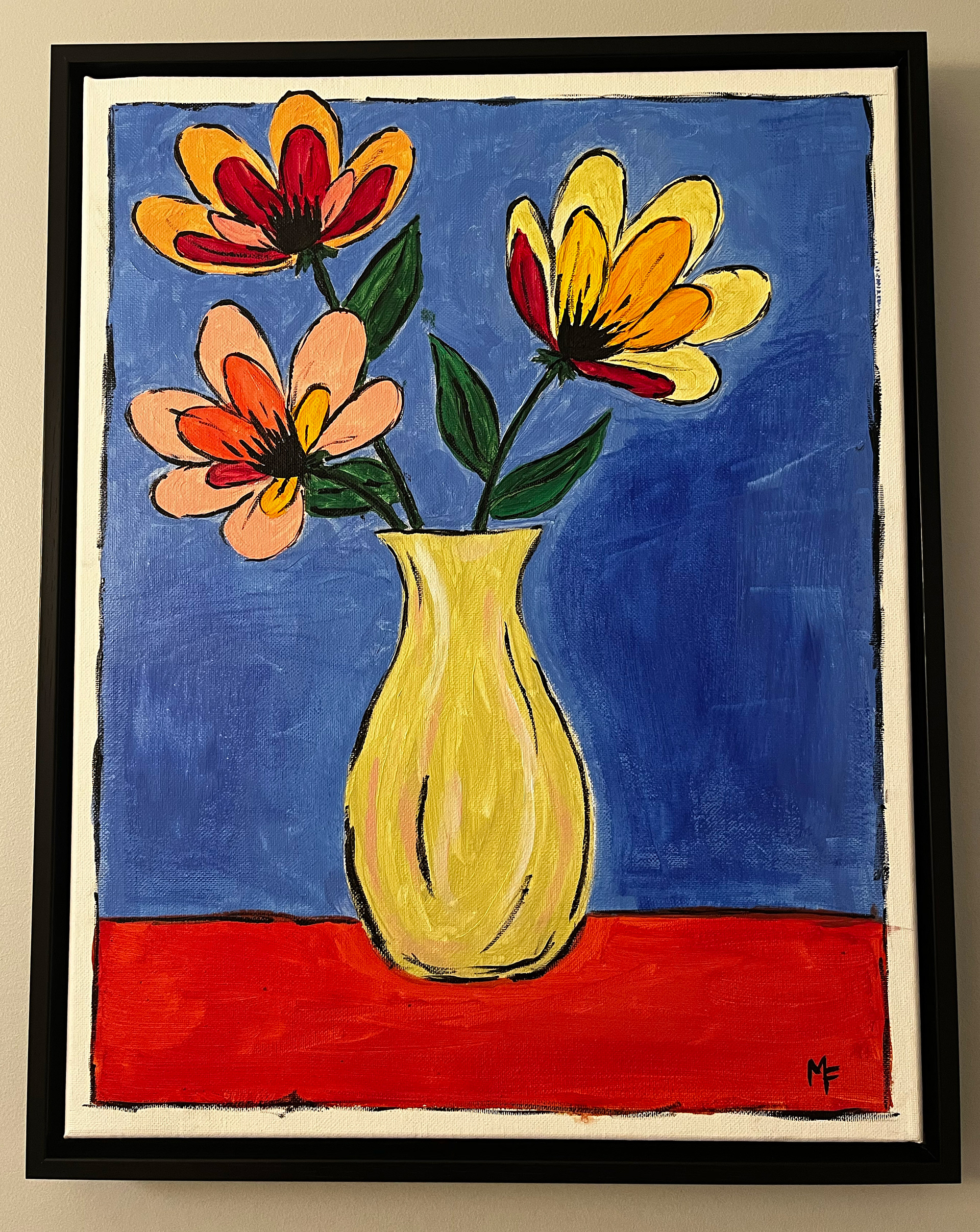 Fun Flowers large acrylic framed - SOLD