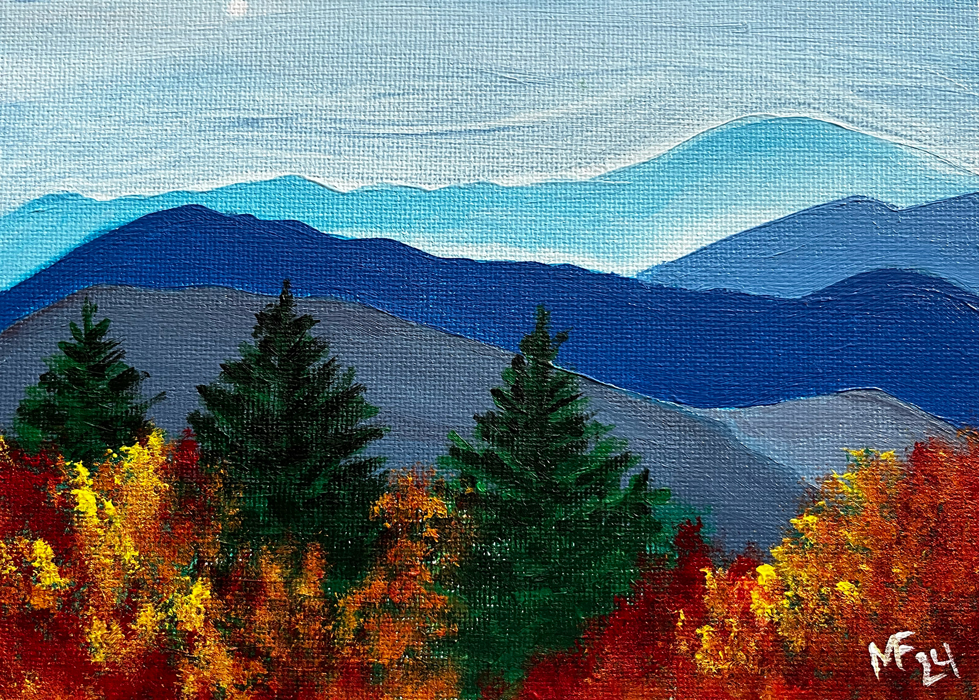 fall mountains small canvas - acrylic - SOLD