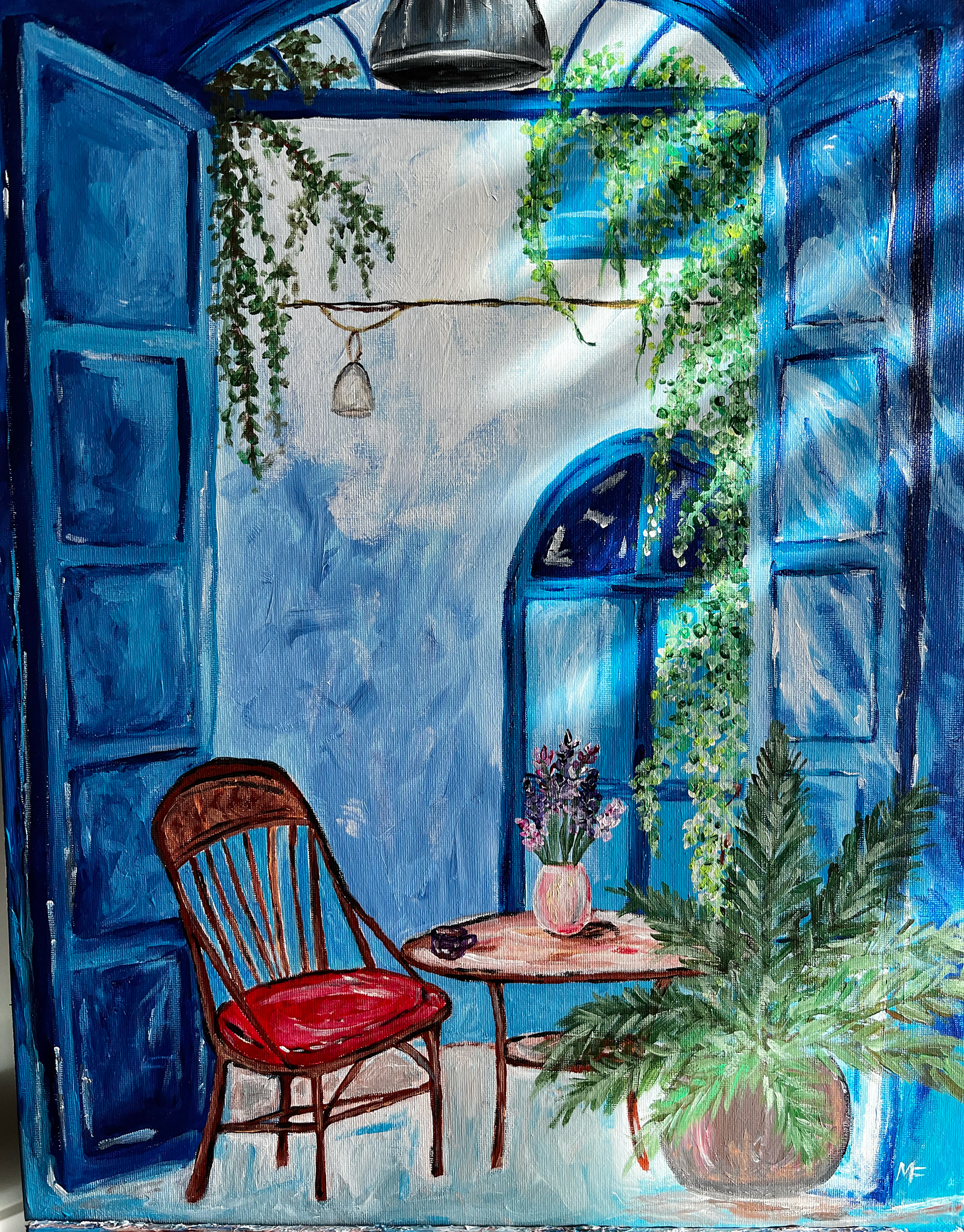 SOLD- courtyard bistro 16x20 acrylic