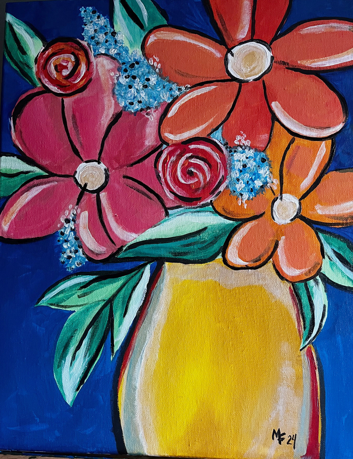 flowers large canvas - acrylic - SOLD