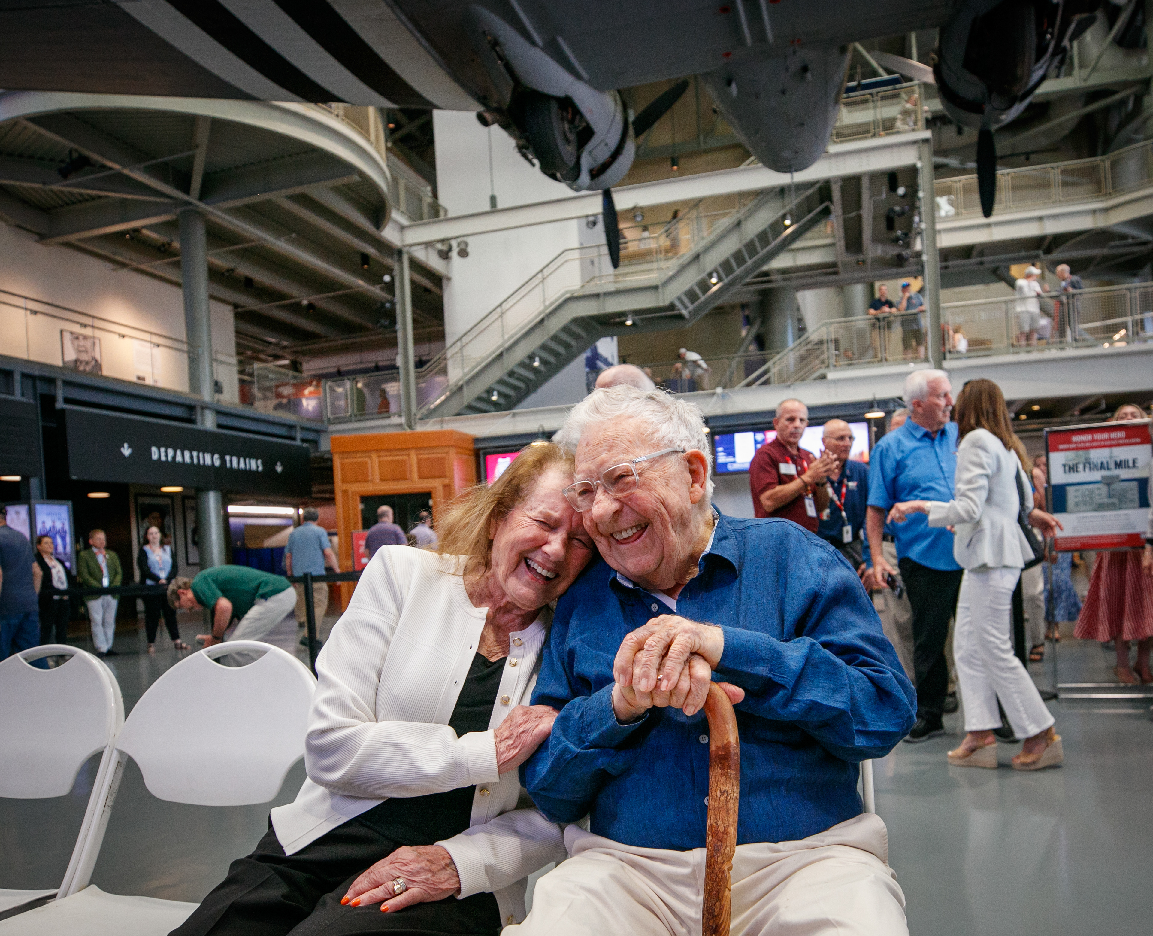The National World War II Museum marked the 100th birthday of veteran and museum trustee Paul Hilliard in New Orleans, Saturday, June 21, 2025. Hilliard and his wife Madlyn share a moment at the party. (Staff photo by John McCusker, The Times-Picayune | NOLA.com)