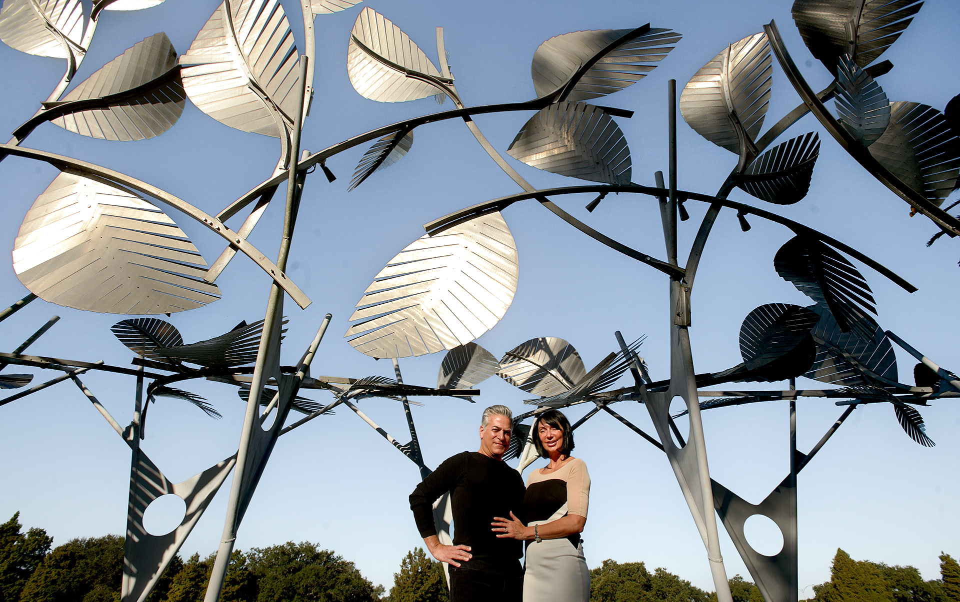 Greg and Christina DiLeo have a section of the 1984 World's Fair Wonderwall in the backyard of their New Orleans home. 