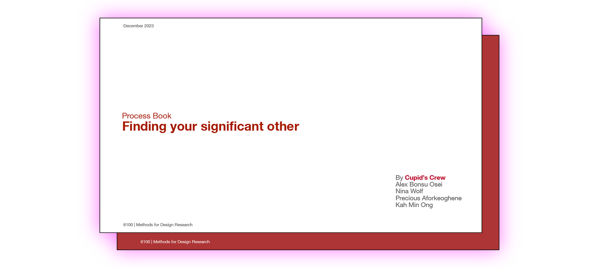 Cover page of the “Finding your Significant Other” process book documenting the design and research process.