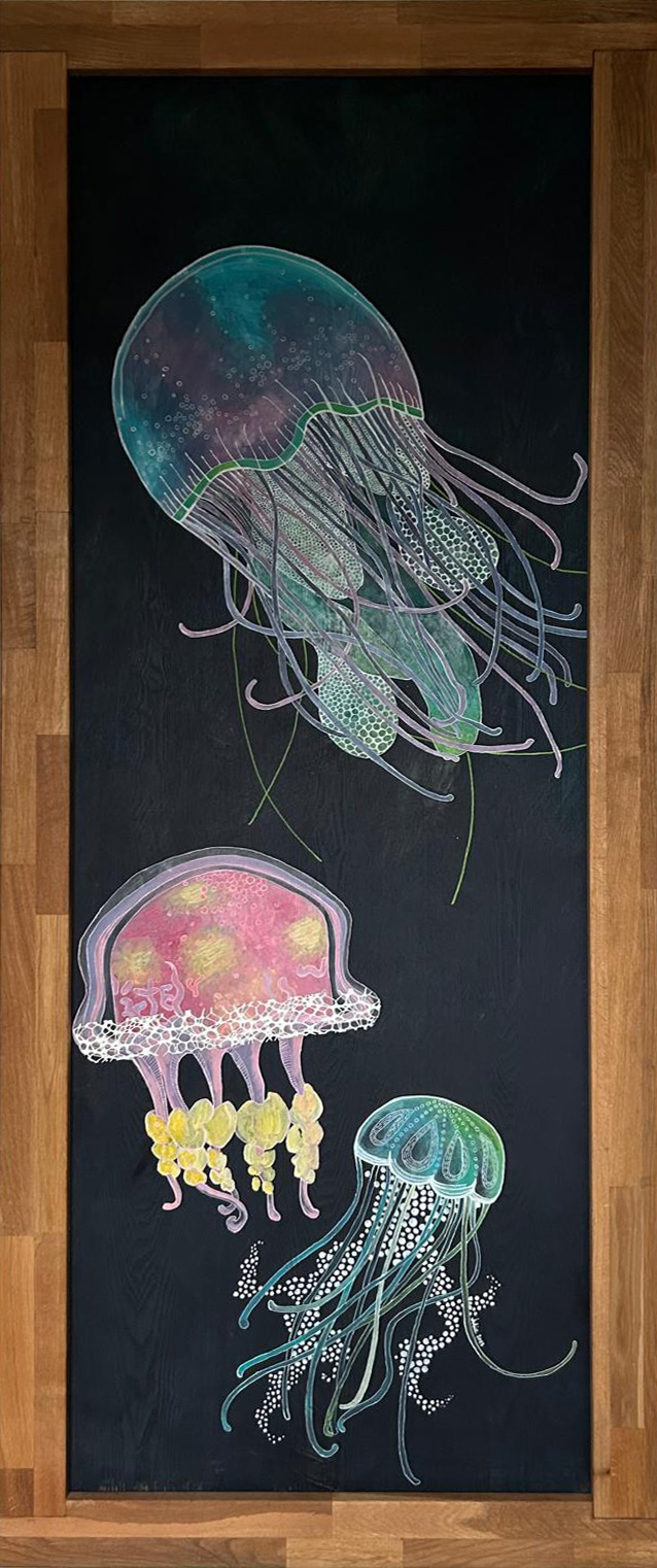 Méduses - Huile & Posca sur bois - 2023