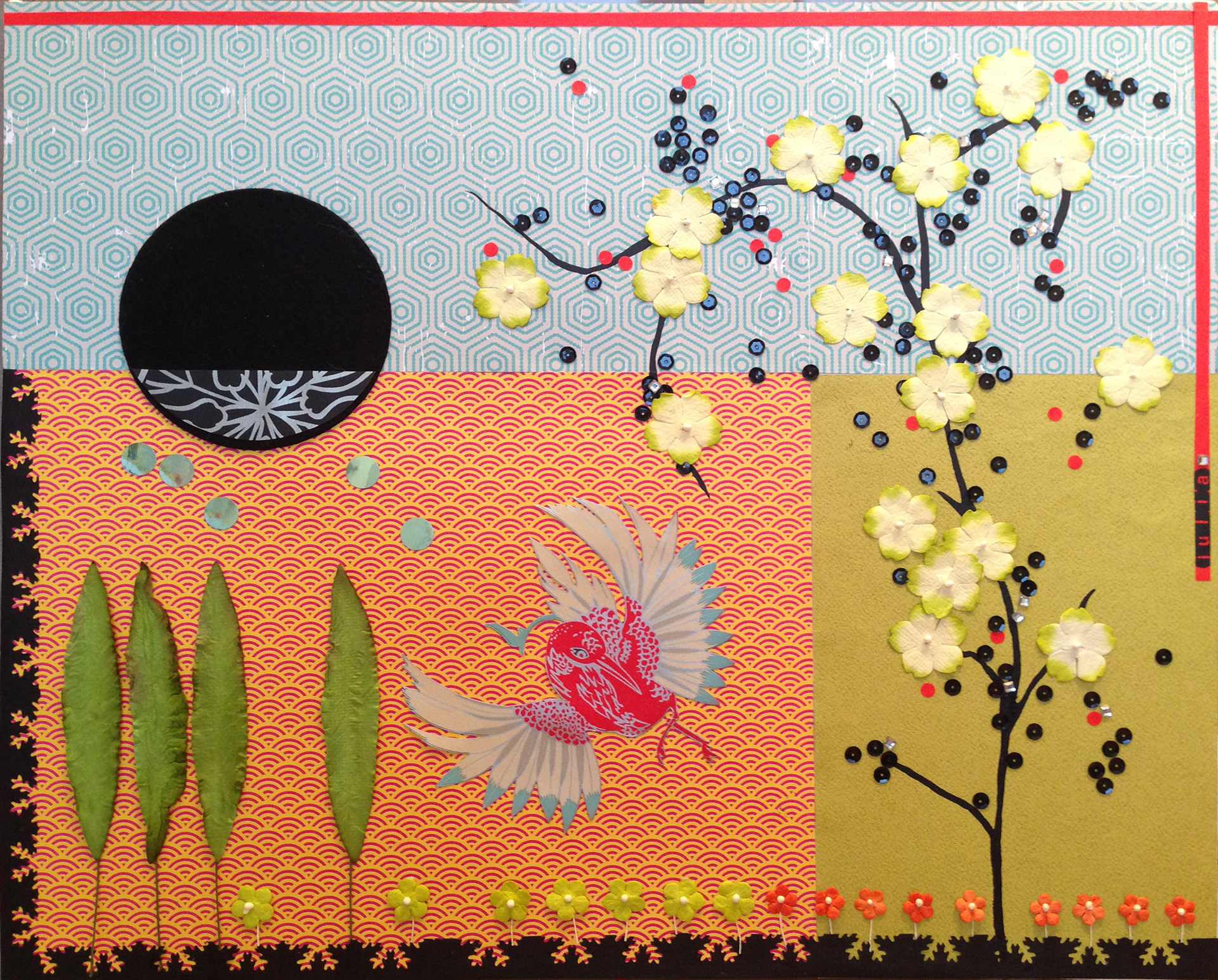 2012 - Collages papiers & perles - Peinture huile