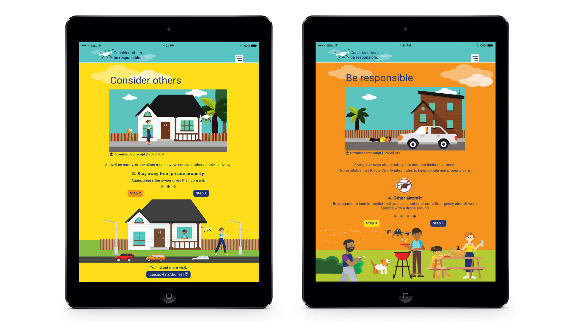 Two Tablets with the Fly the right way website loaded