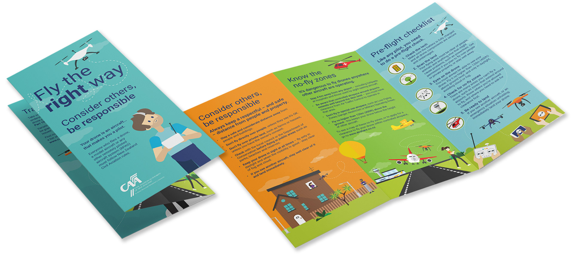 Fly the right way brochure cover and inside spread