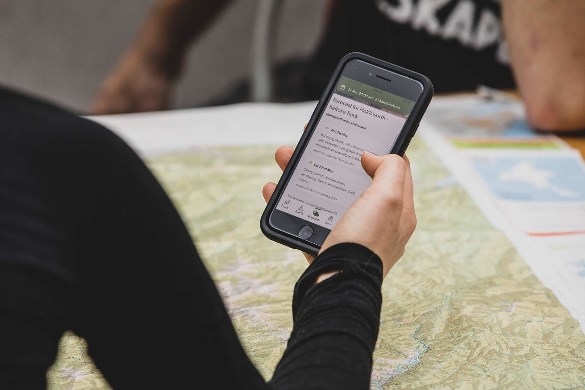 Checking the weather on the mobile app