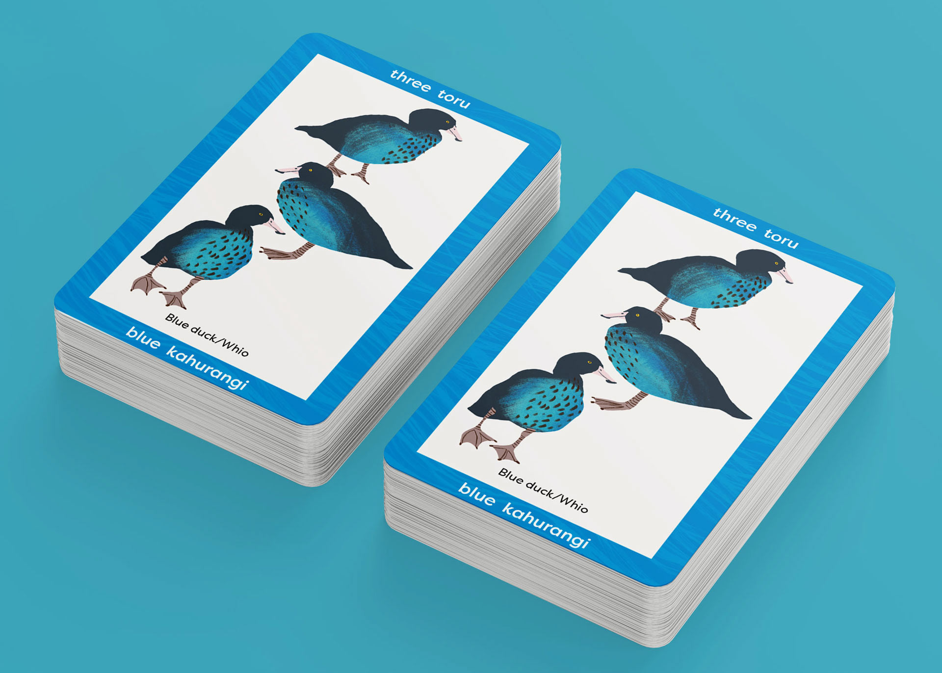 three blue ducks