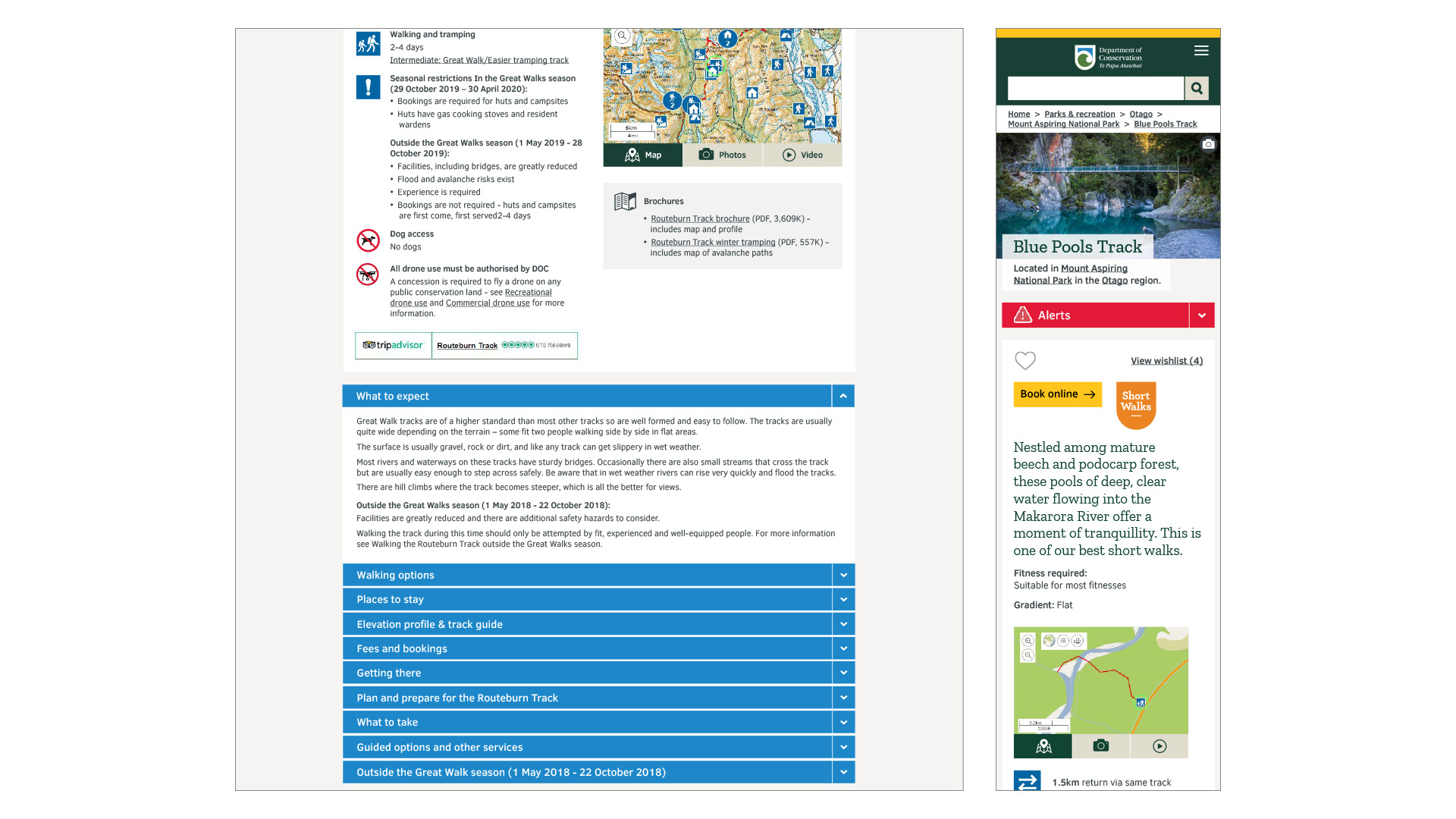 DOC website track page desktop and mobile view 2