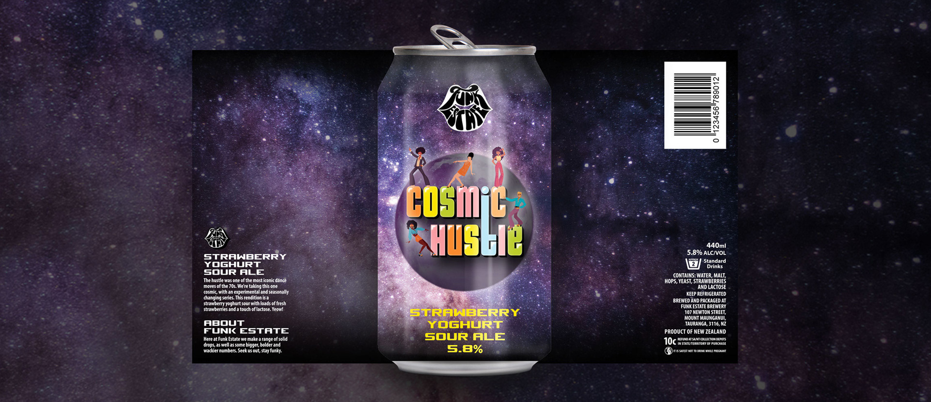 Cosmic Hustle beer label