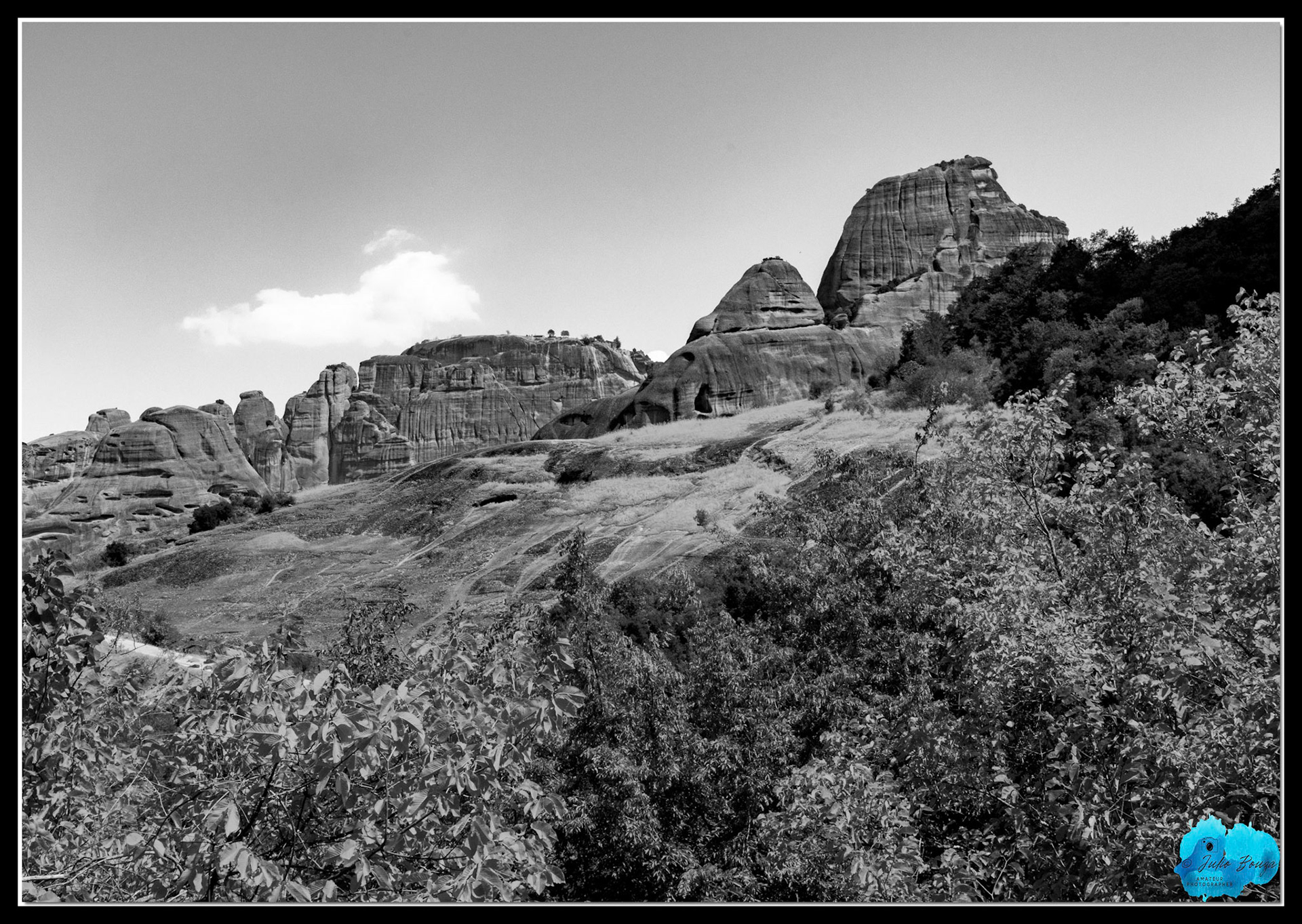 20210812 - B/W View Of Landscape At Meteora Monasteries