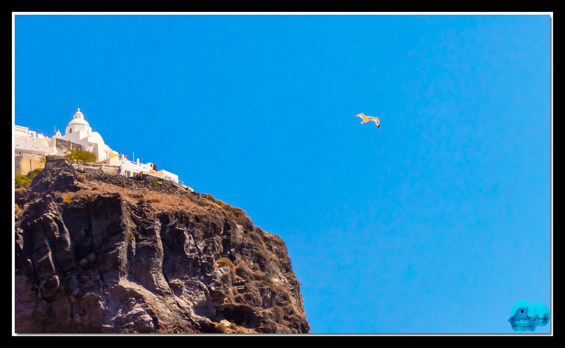 20210807 - Bird Flying By Saint Minas Holy Orthodox Church In Thira In Santorini