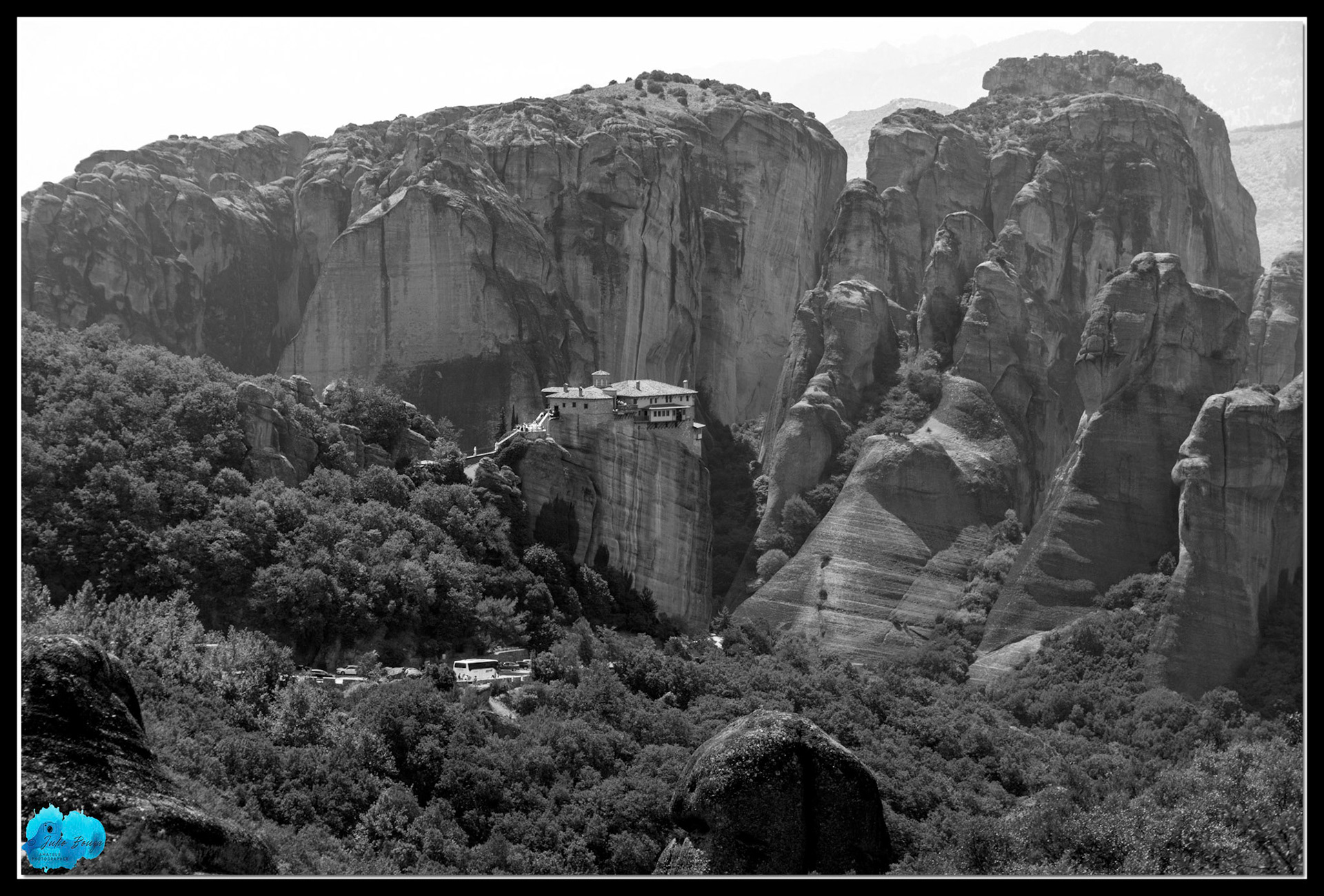 20210812 - B/W View Of The Monastery of Varlaam At Meteora Monasteries