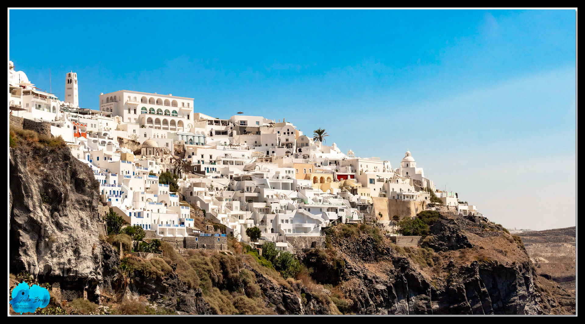 20210807 - View Of Saint Minas Holy Orthodox Church and Thira From Santorini Old Harbor