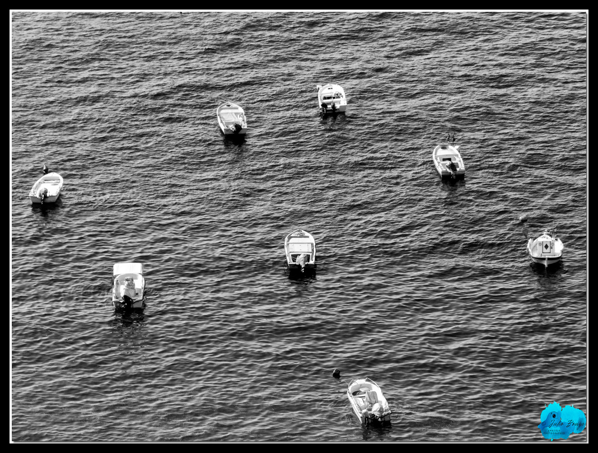 20210805 - B/W Boats On Balos Beach In Santorini