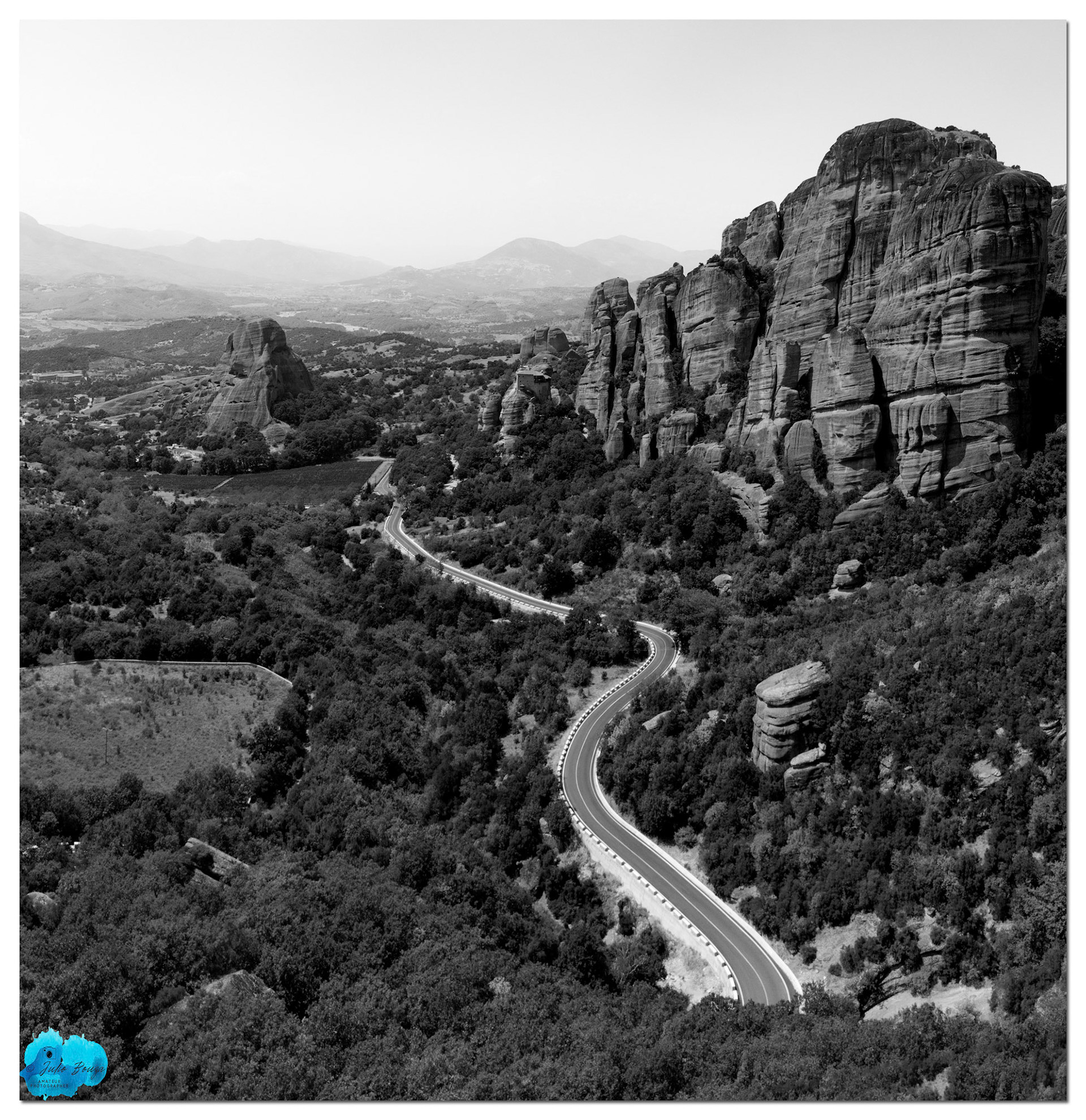20210812 - B/W View Of Landscape At Meteora Monasteries