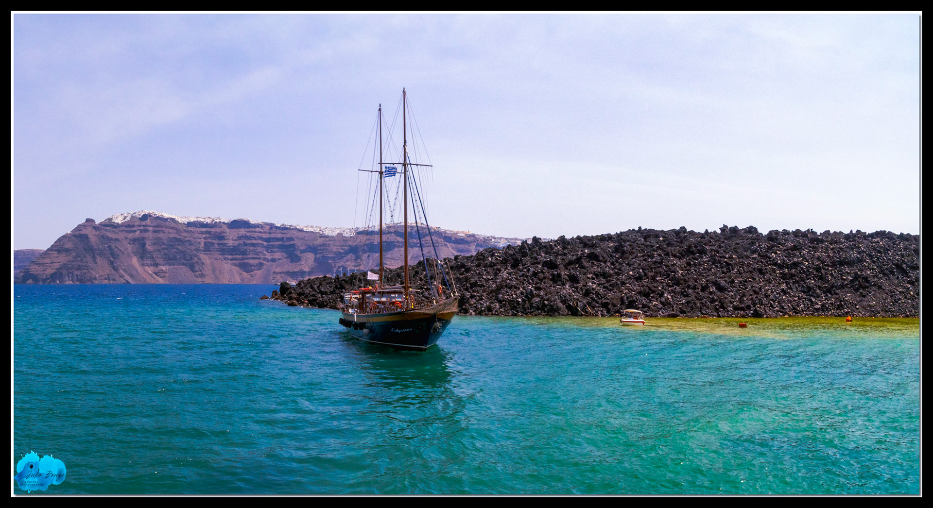 20210804 - Boat Arriving At Nea Kameni Island