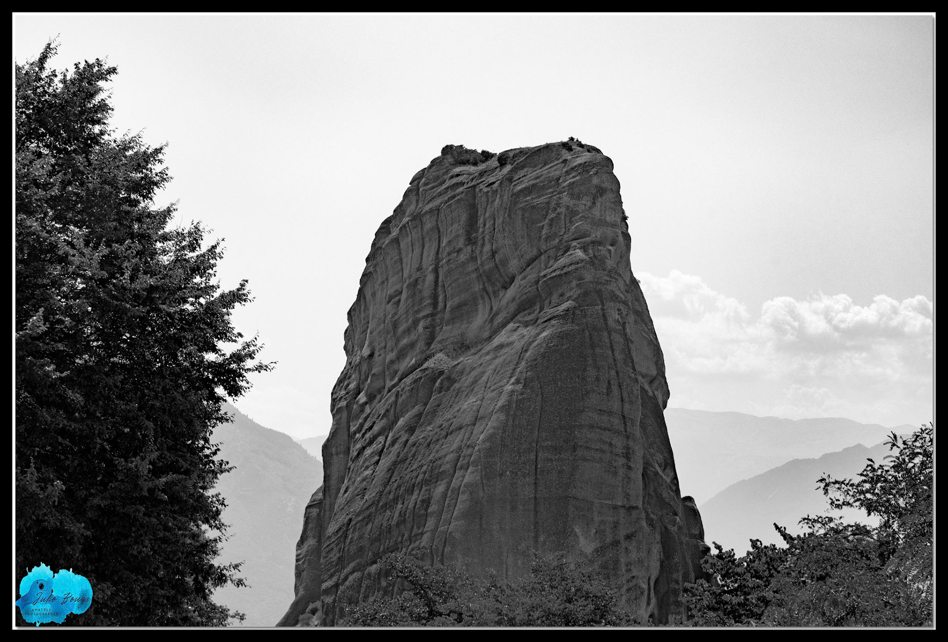 20210812 - B/W View Of Landscape At Meteora Monasteries