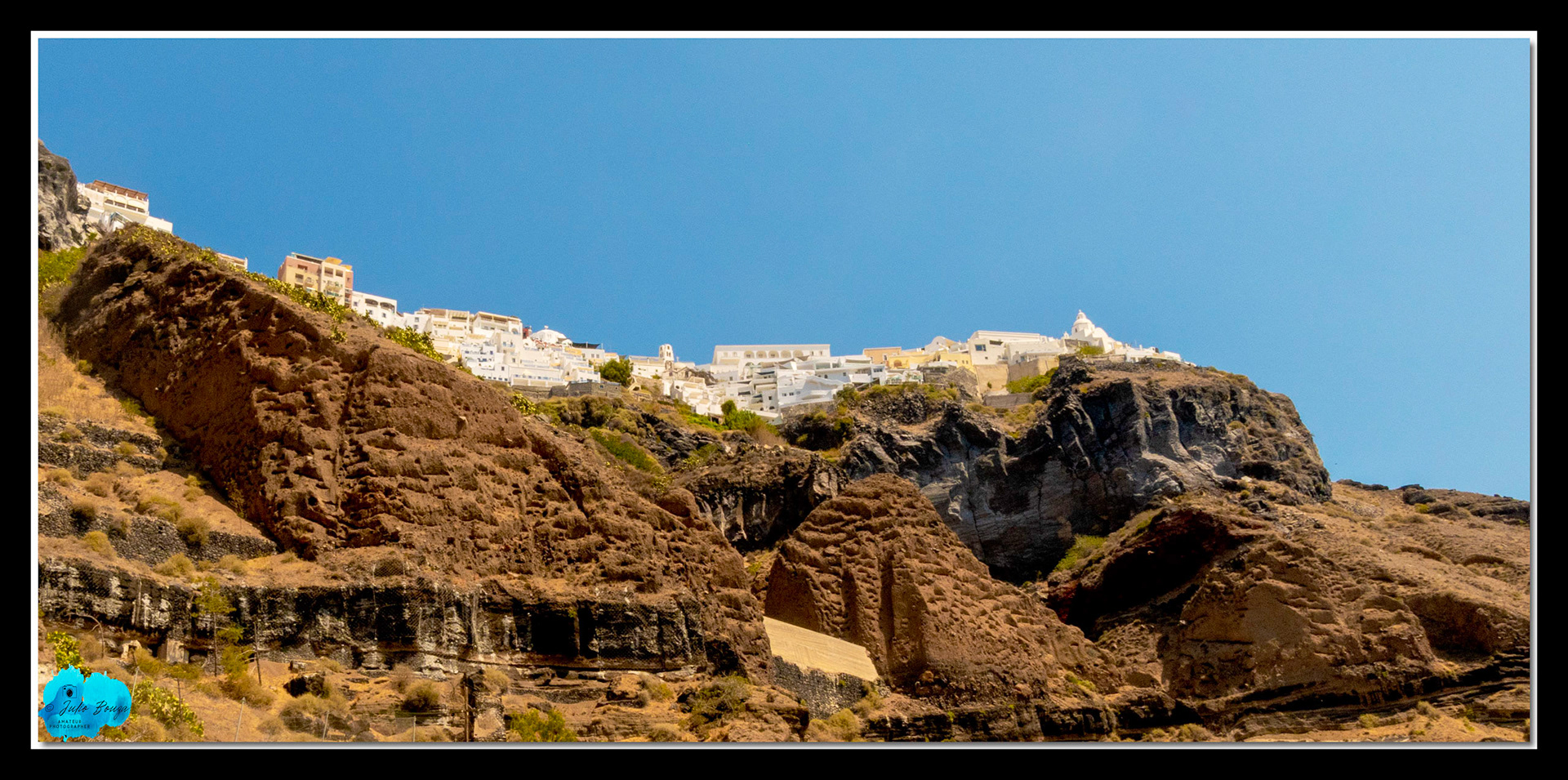 20210807 - View Of Saint Minas Holy Orthodox Church and Thira From Santorini Old Harbor