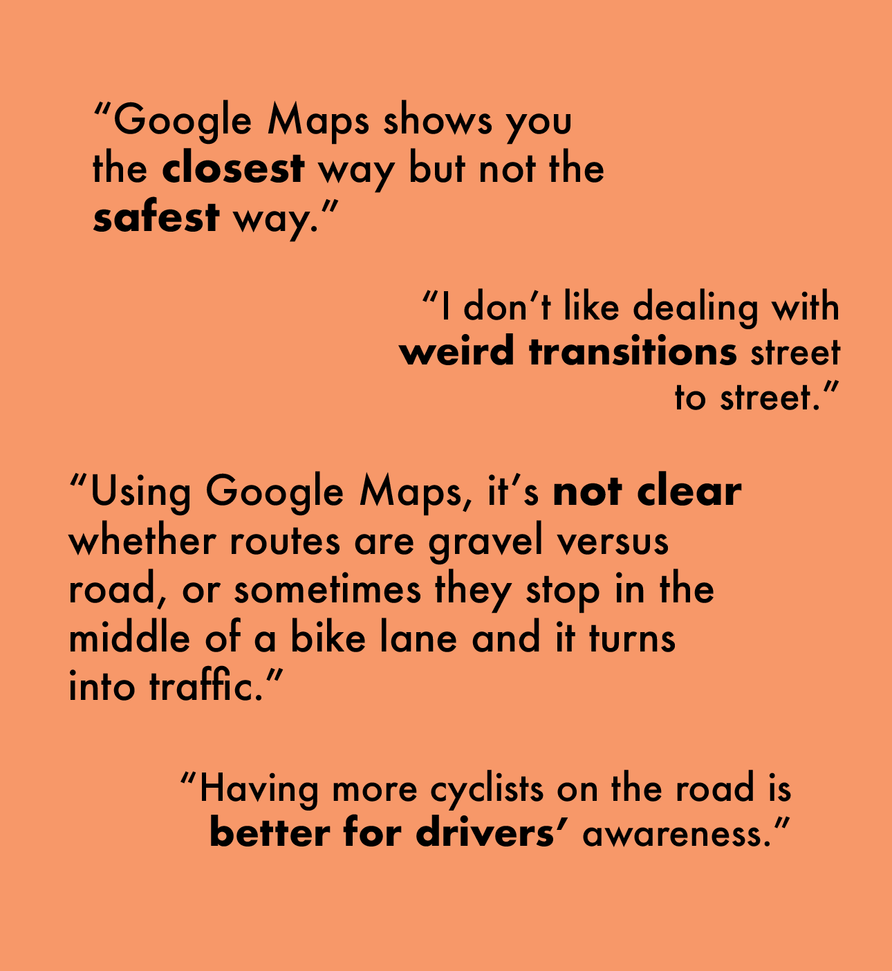 Text of pull quotes from users