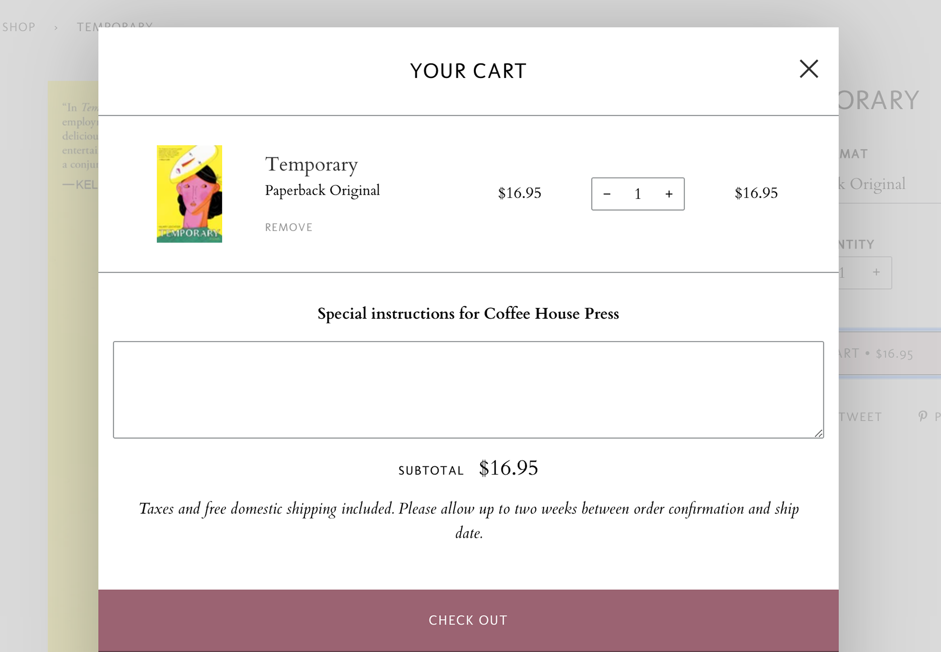 Cart lightbox