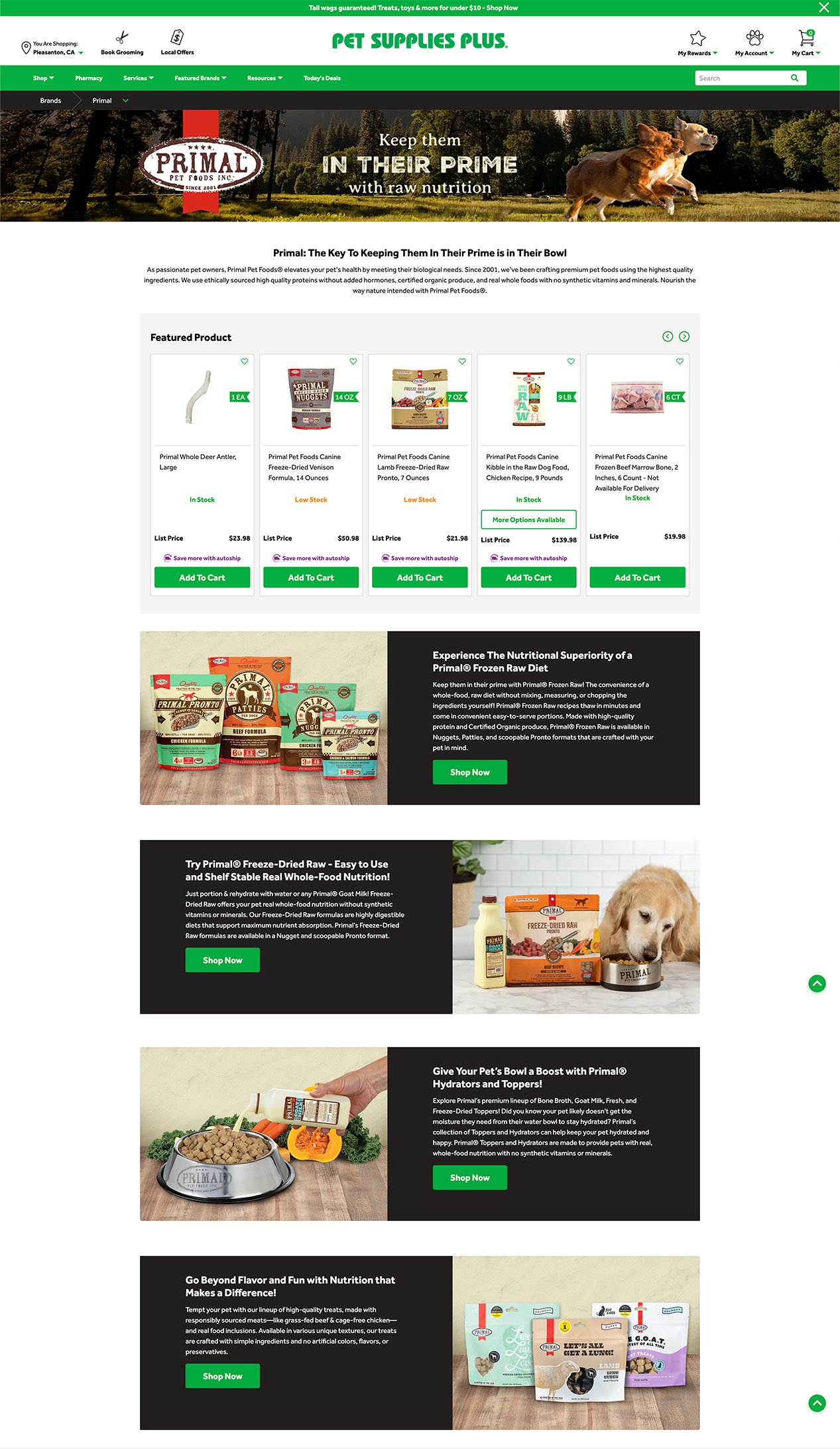 Pet Supplies Plus – Primal Brand Page