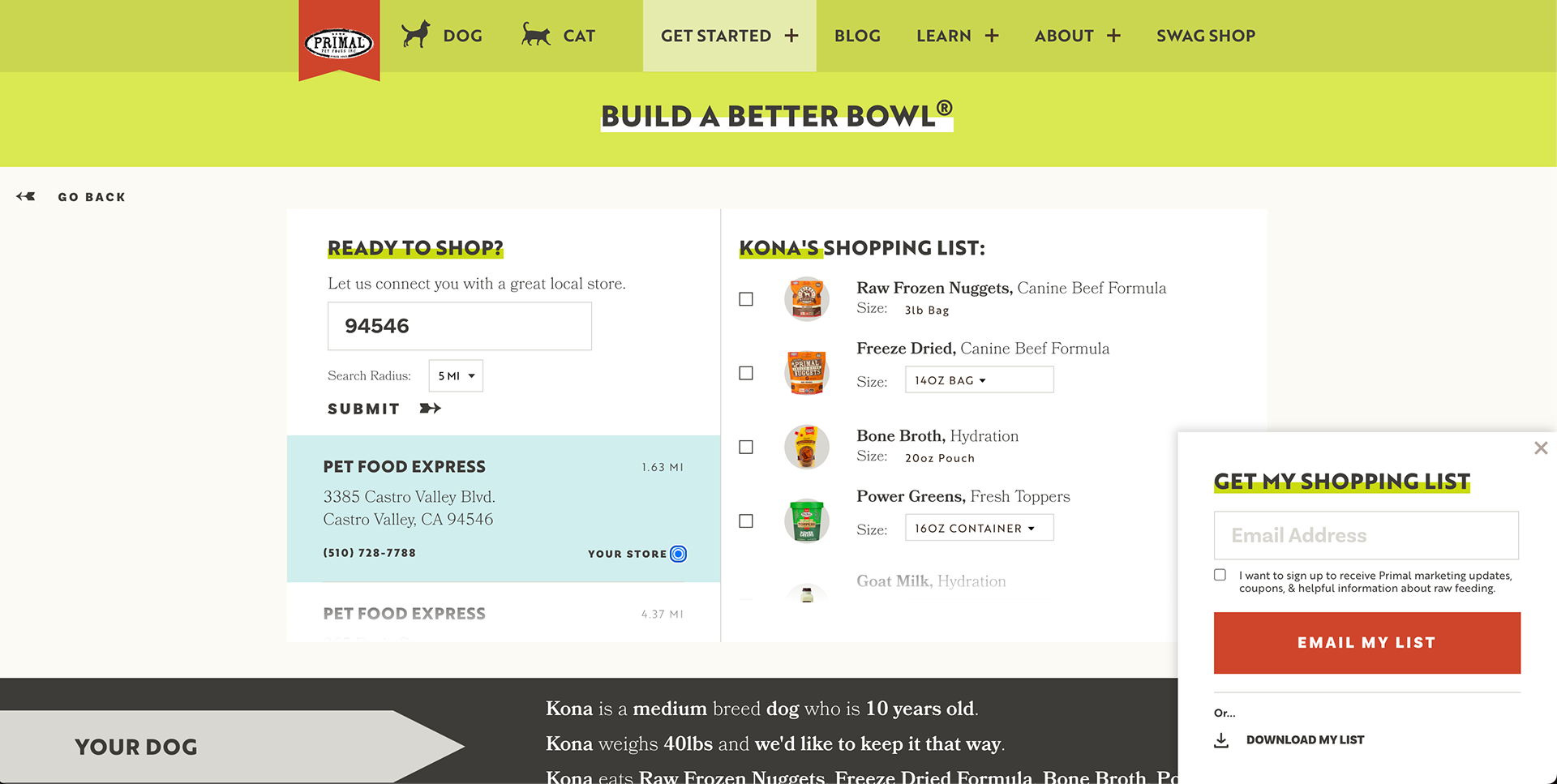 Store Locator / Shopping List
