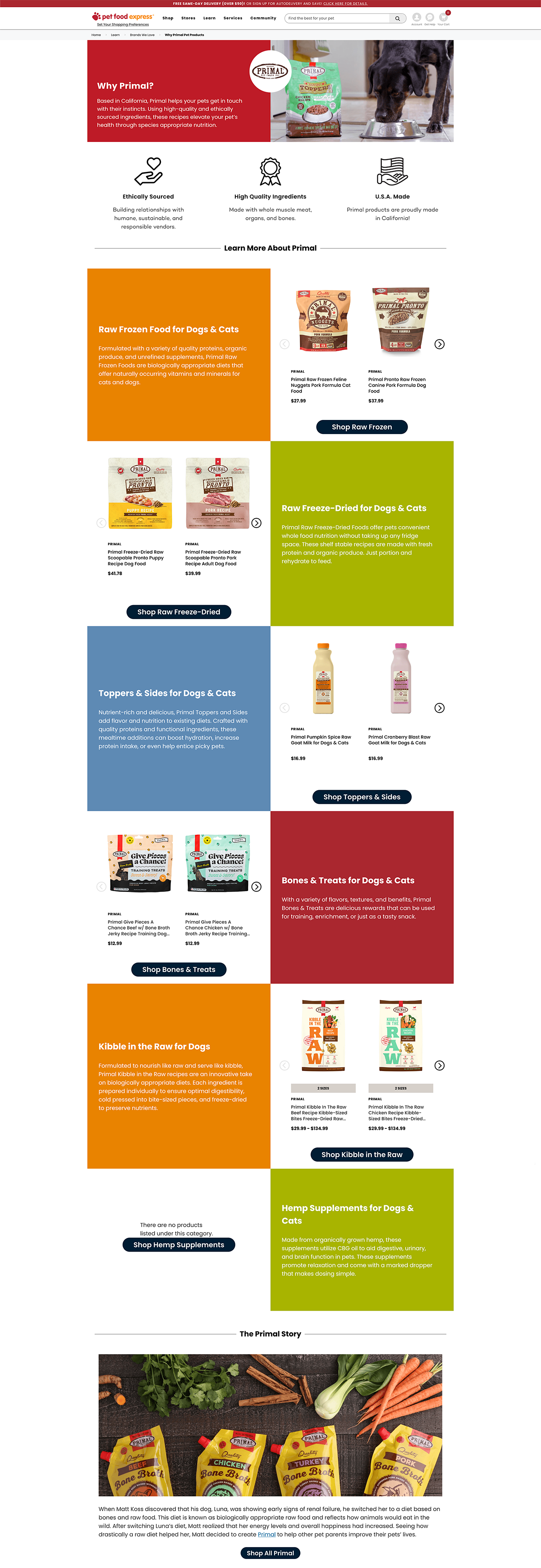 Pet Food Express – Primal Brand Page
