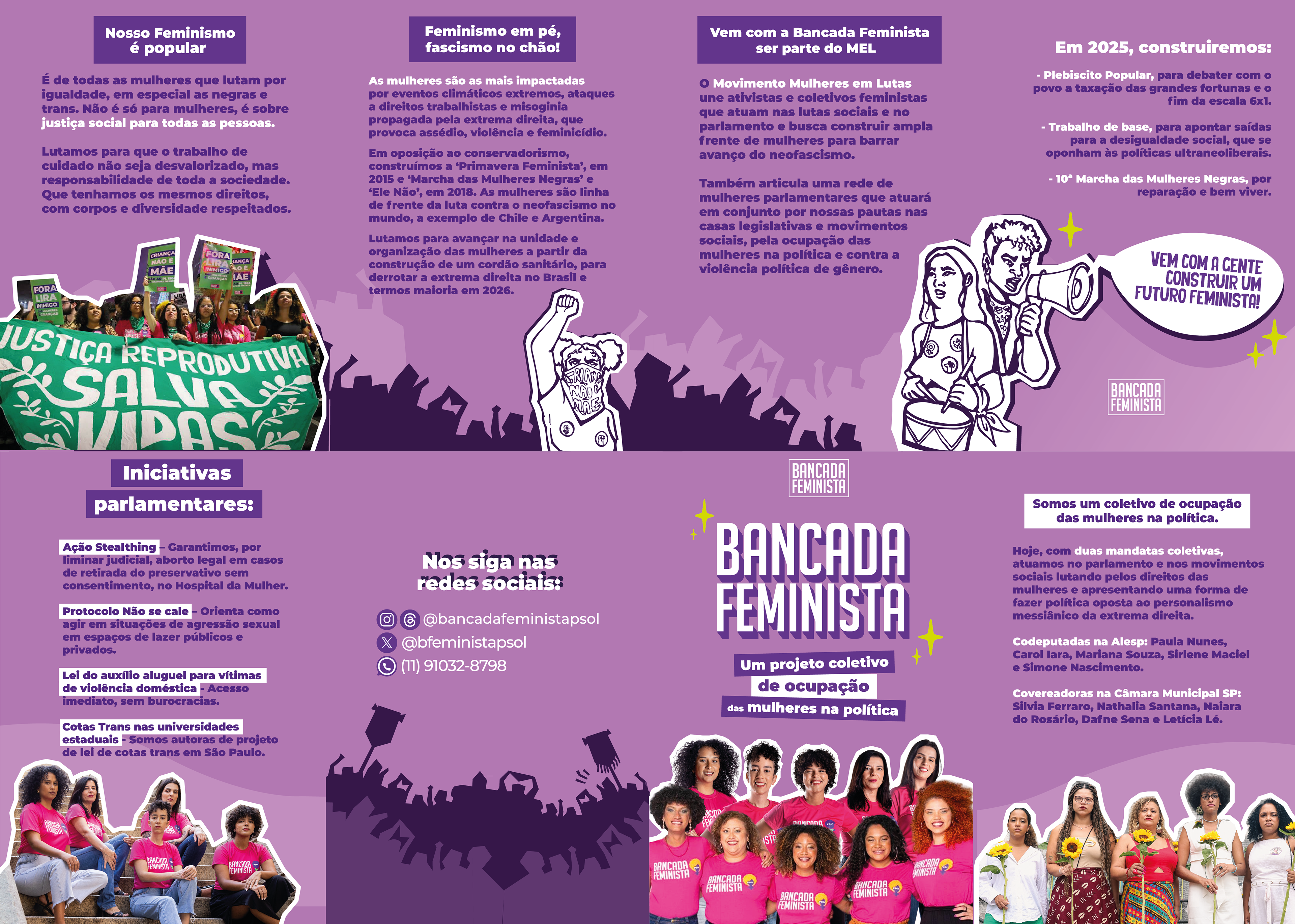 Panfleto A5 com dobras, partes externa do conteúdo.