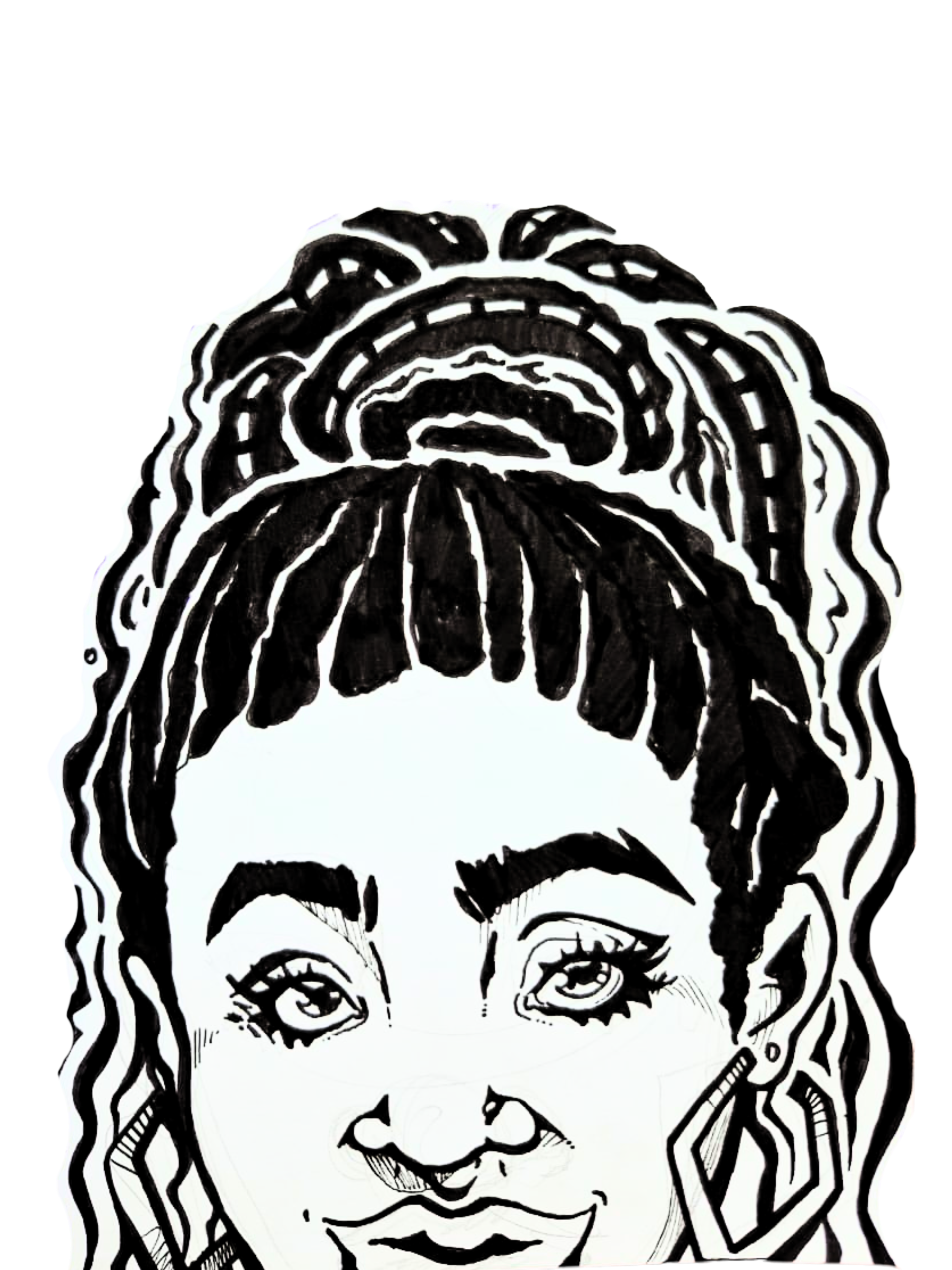 Primeira camada de Line-up da ilustração da Capa, com foco na personagem.