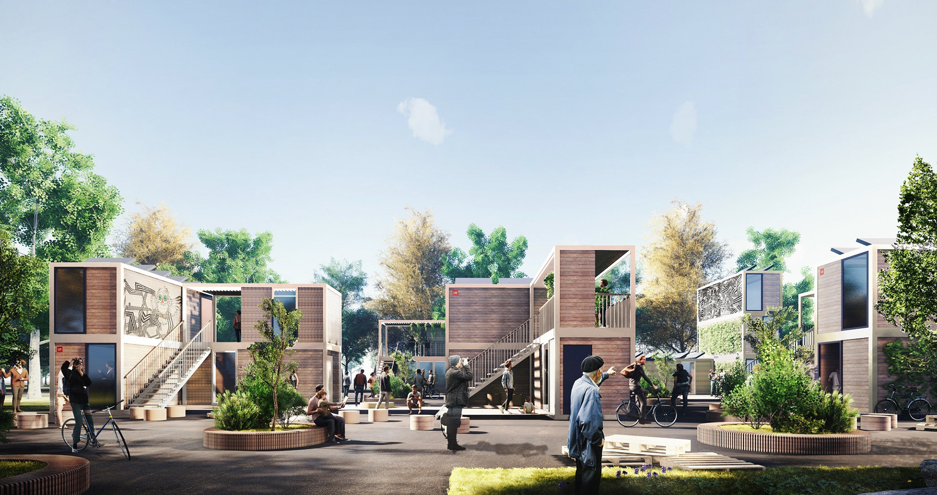 BetaHood: A neighbourhood to integrate homeless people with sustainable architecture (source: BetaPort via https://www.baunetz-architekten.de/beta-realities/8052564/projekt/8091134)