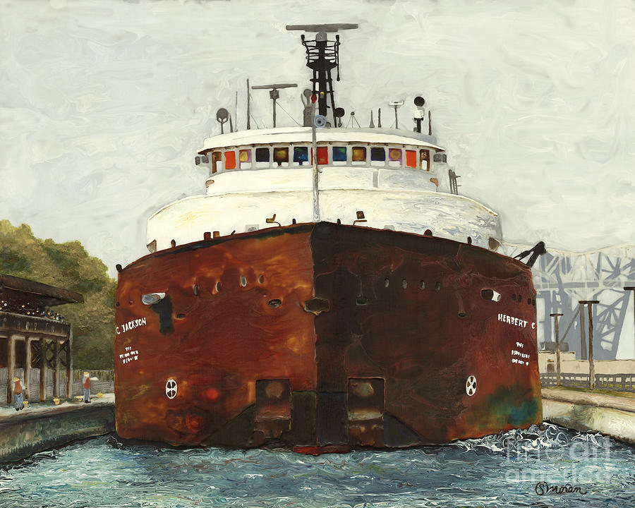 SOLD! Through the Locks (Herbert C. Jackson) - 16x20 Pebeo Vitrail on glass