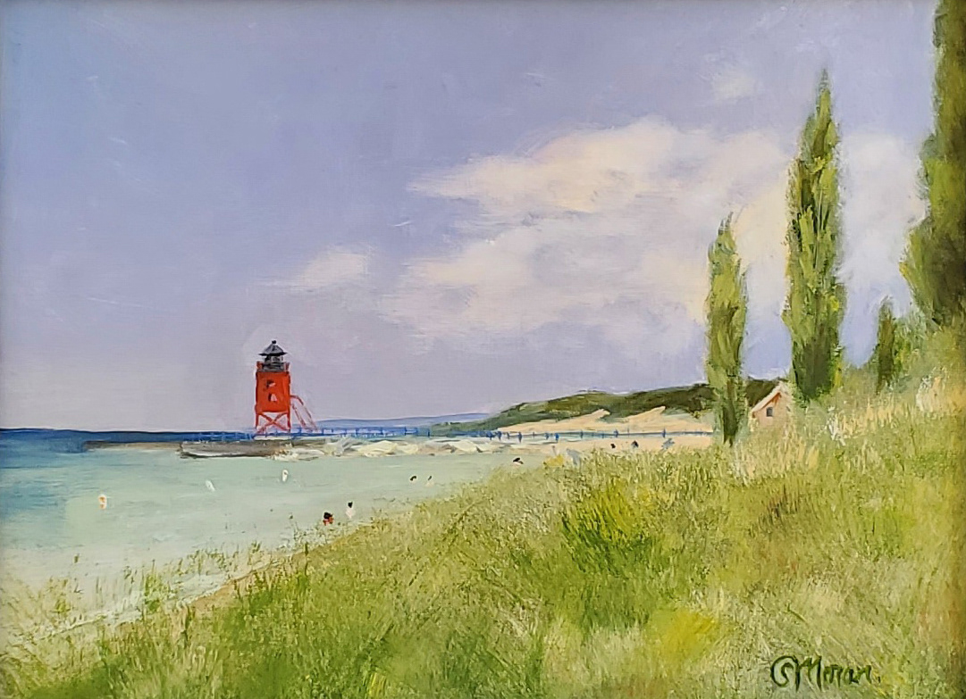 SOLD! 2021 - Day at the Beach (Plein Air Charlevoix, MI) - Oil on Linen Panel