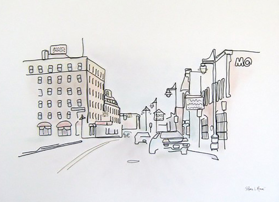 SOLD! Portage Street - wire on board 16x20