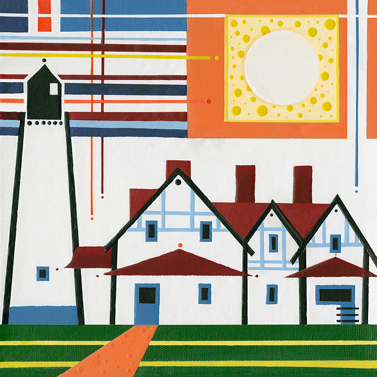 Iroquois Lighthouse - 10x10x3 Pebeo Vitrail on canvas