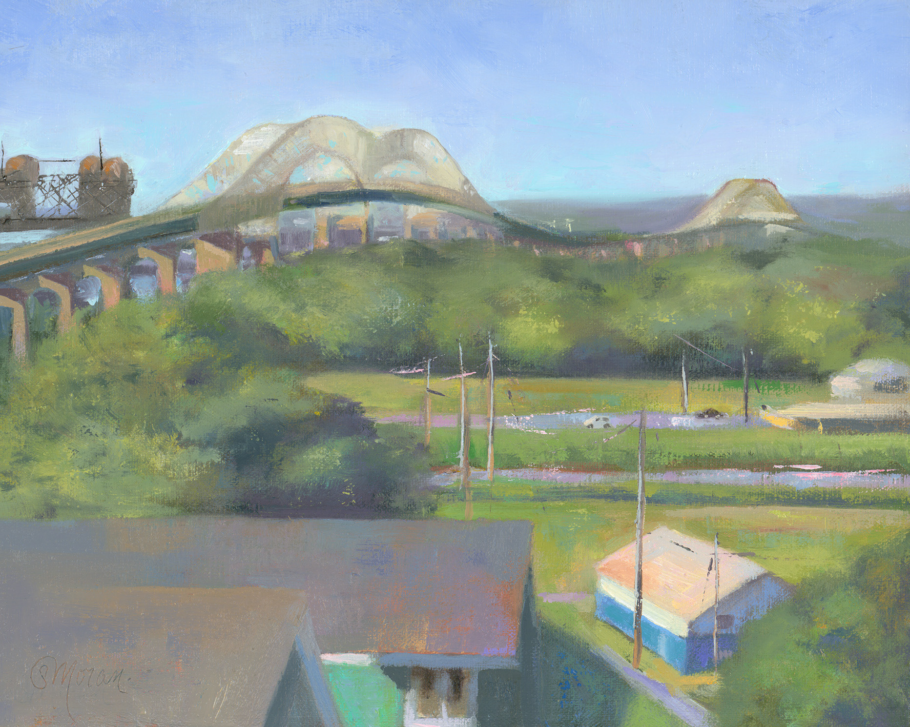 2023 SOLD! International Bridge 8x10 Oil on Linen Panel - Selected for Artist Choice Juried Exhibit SAAC