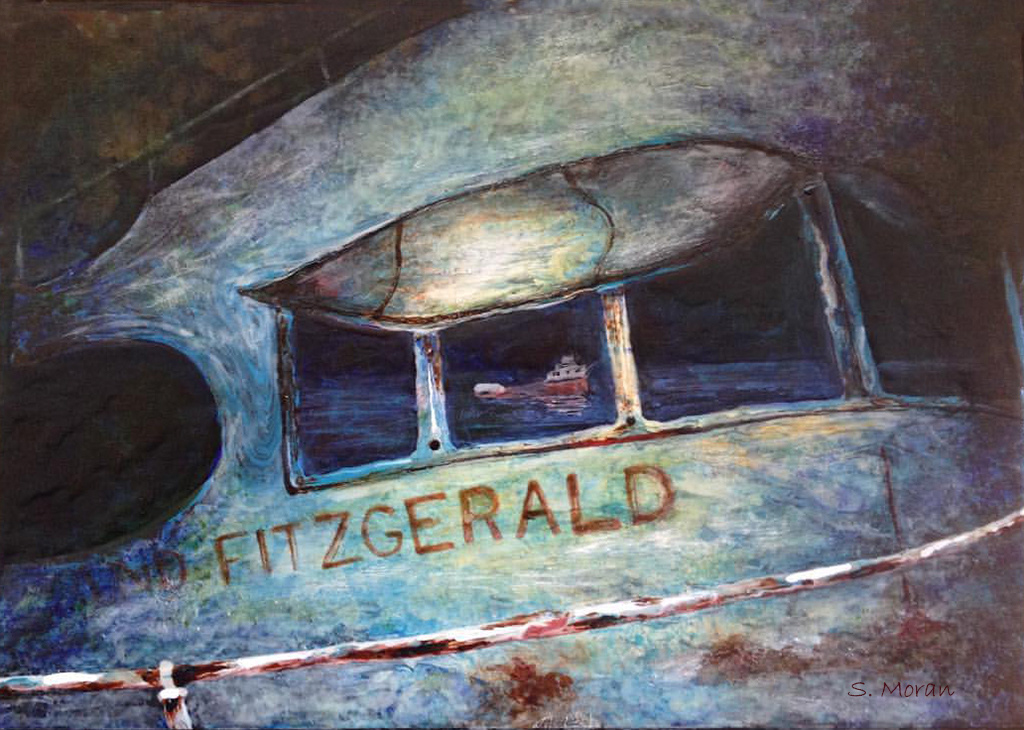 Edmund Fitzgerald Shipwreck - 5x7 Pebeo Vitrail on plexiglass (Donation)