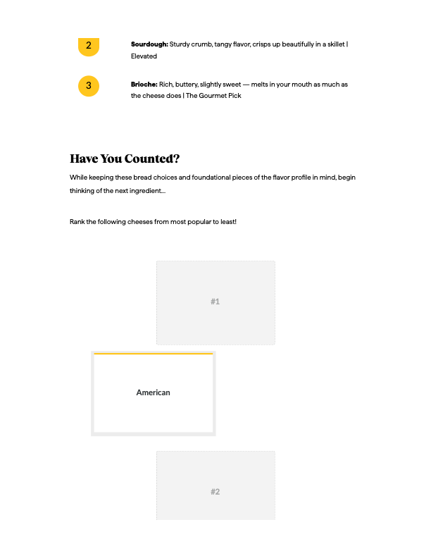 Interactive section for engagement