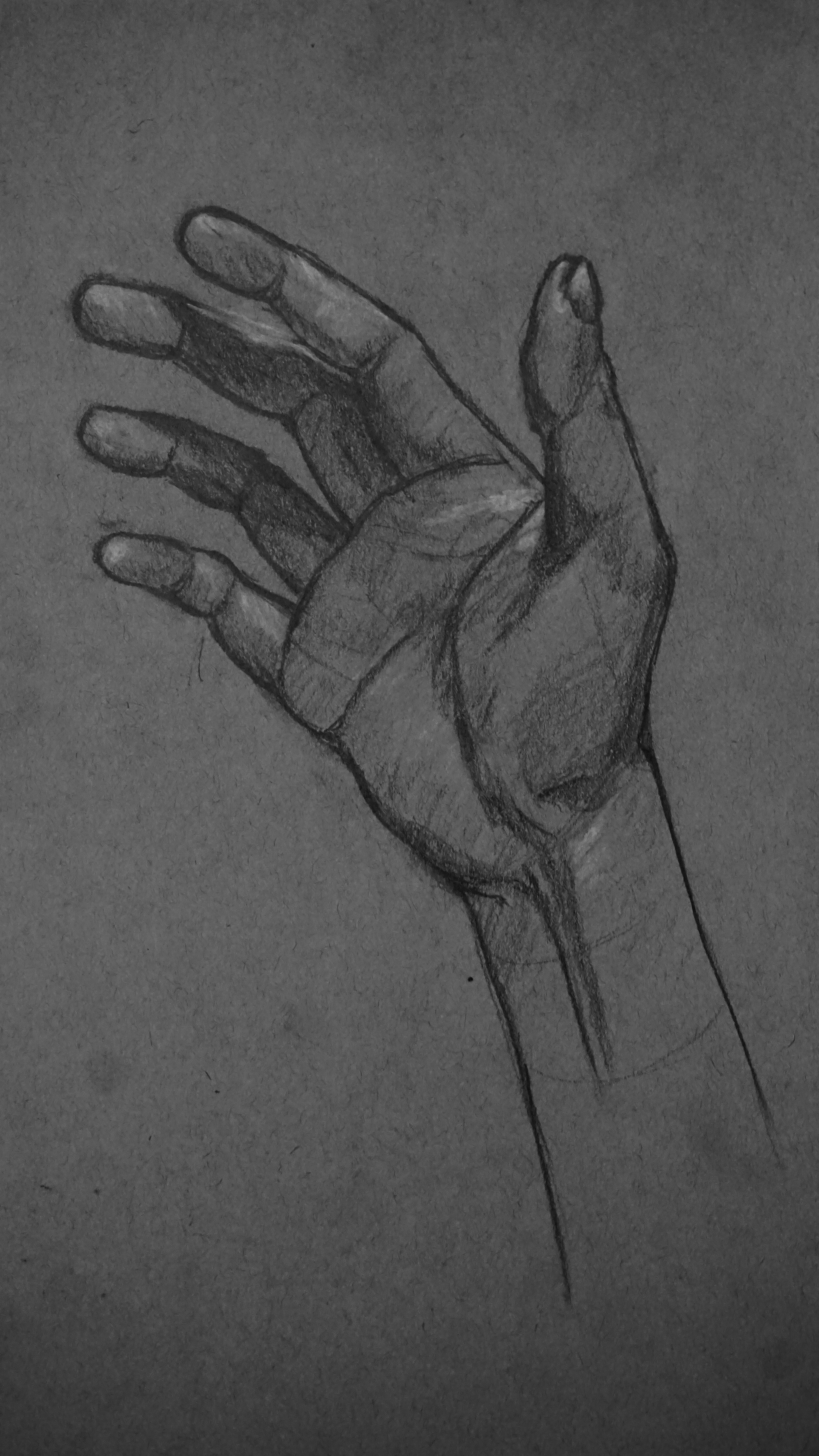 Right Hand Study (2021) Charcoal on Toned Paper